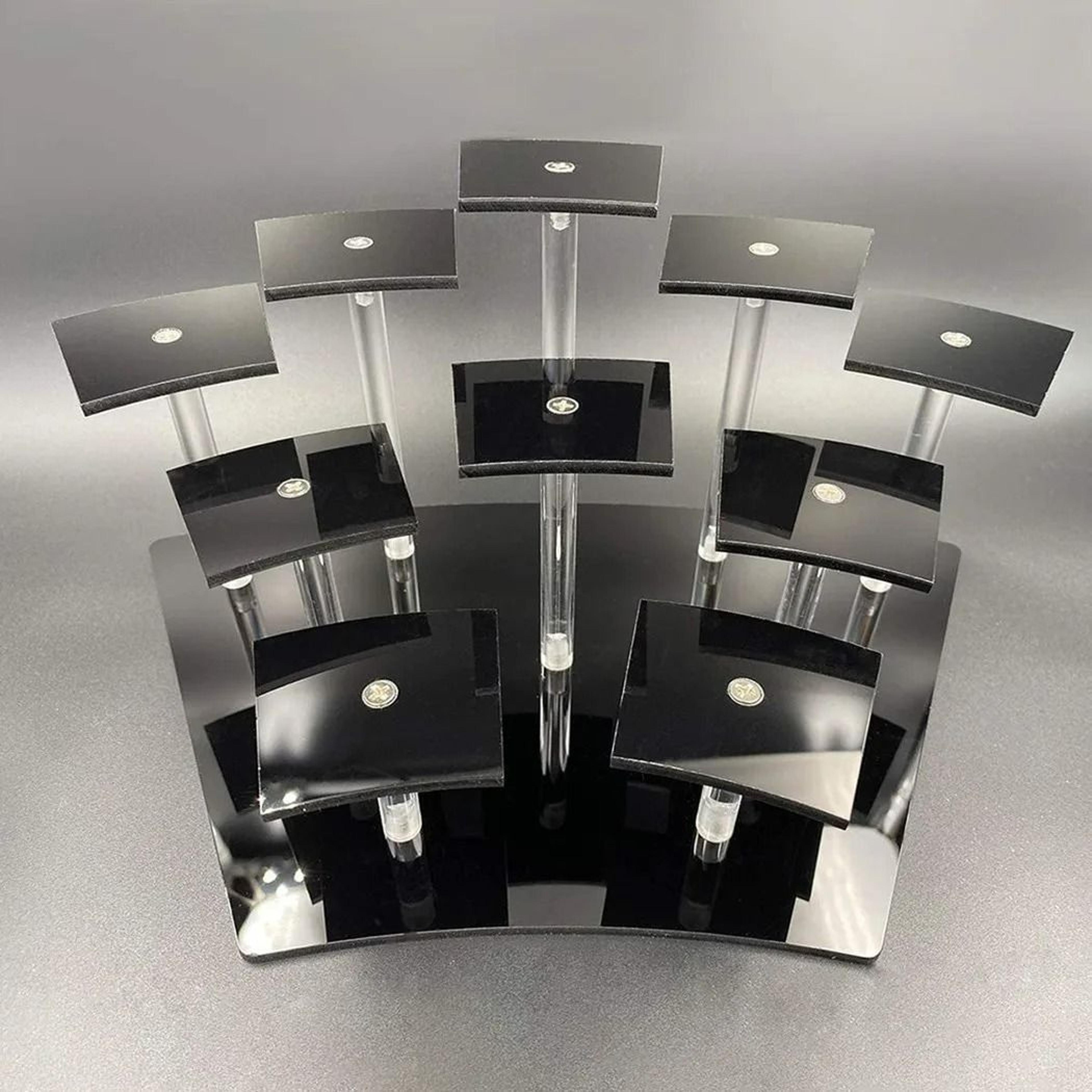 clear acrylic tiered display stand - premium retail perfume, cupcake, and figure riser organizer
