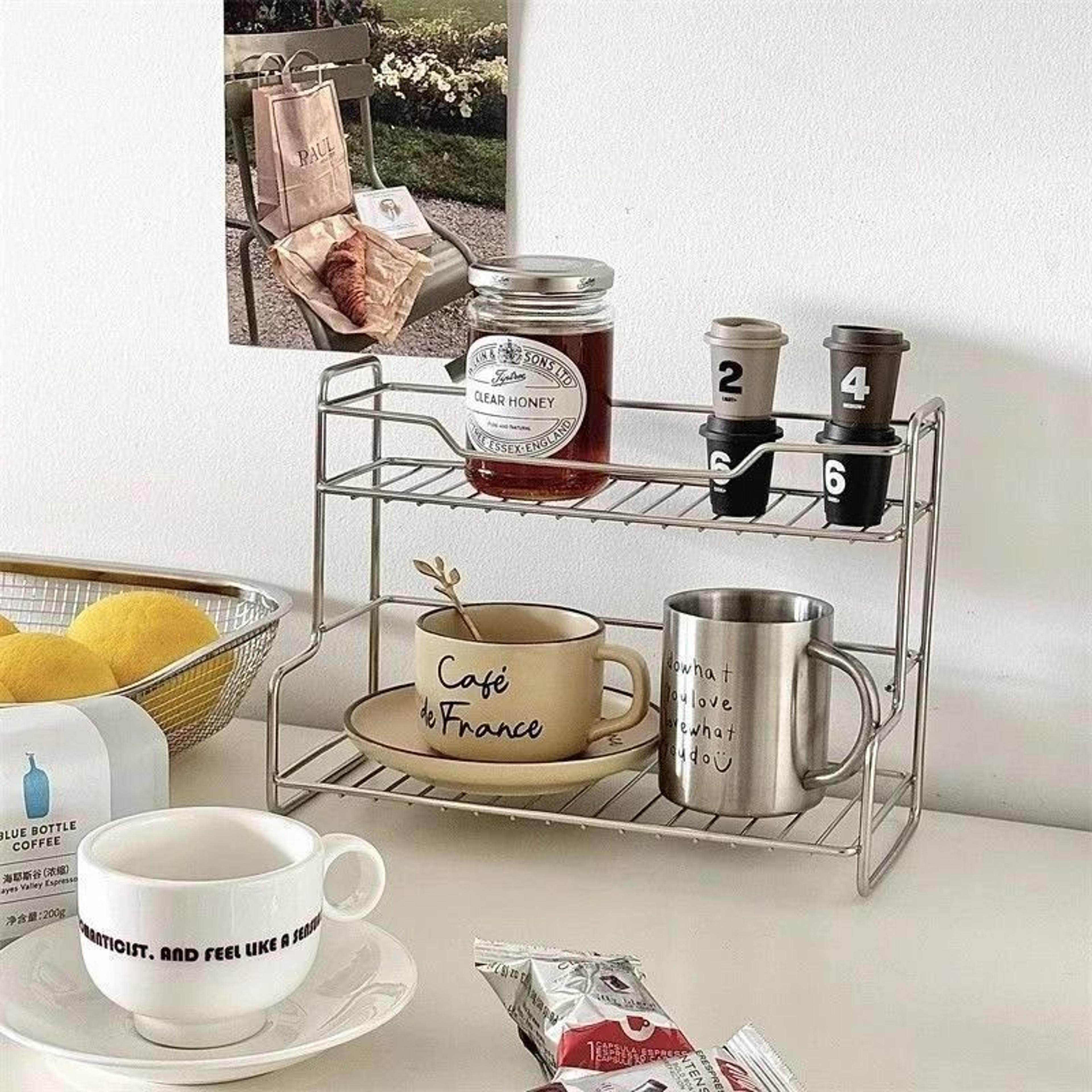 heavy-duty stainless steel storage basket - multi-functional countertop spice shelf and bathroom toiletries rack