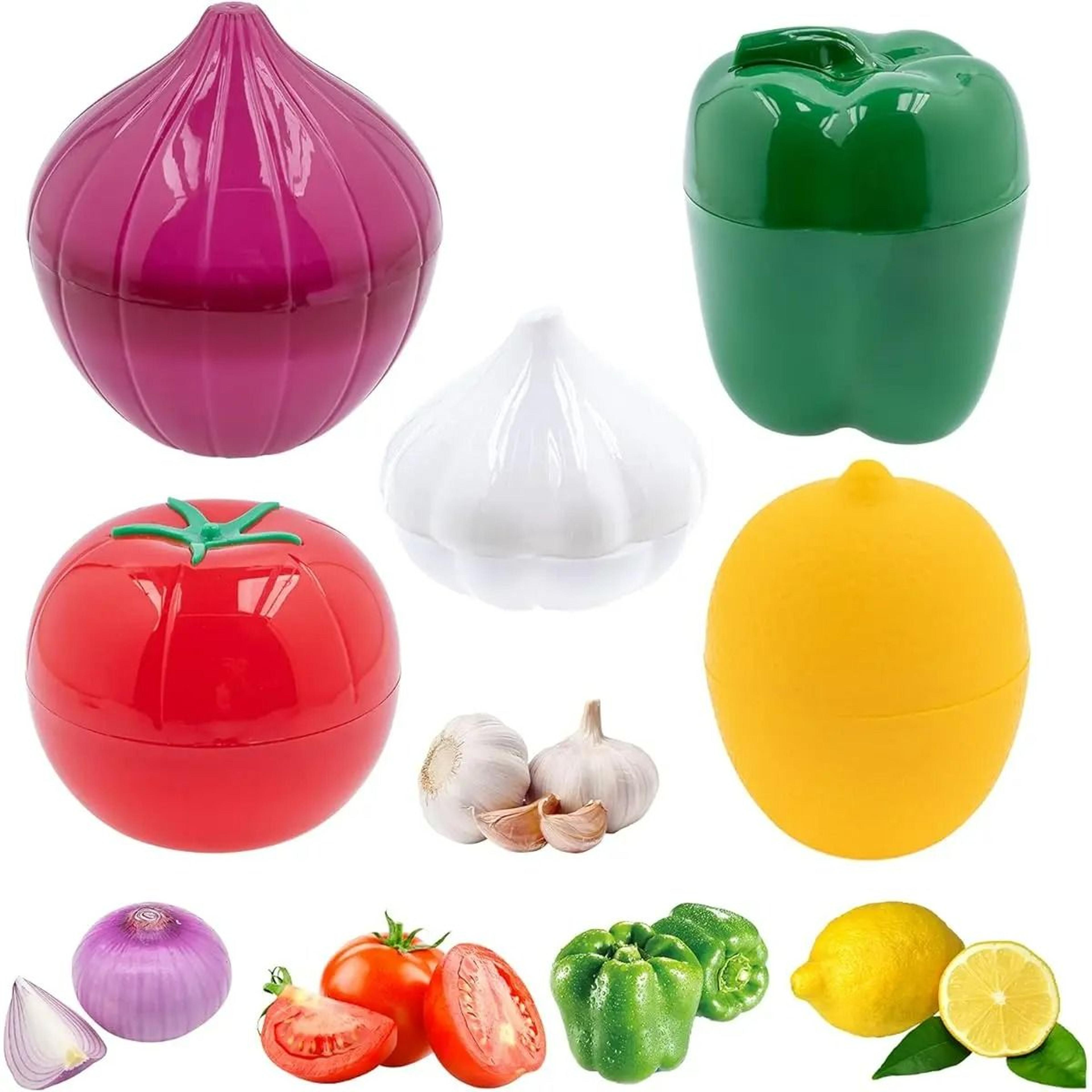 airtight food storage box - sealed vegetable and fruit crisper container for onion, garlic, and green pepper