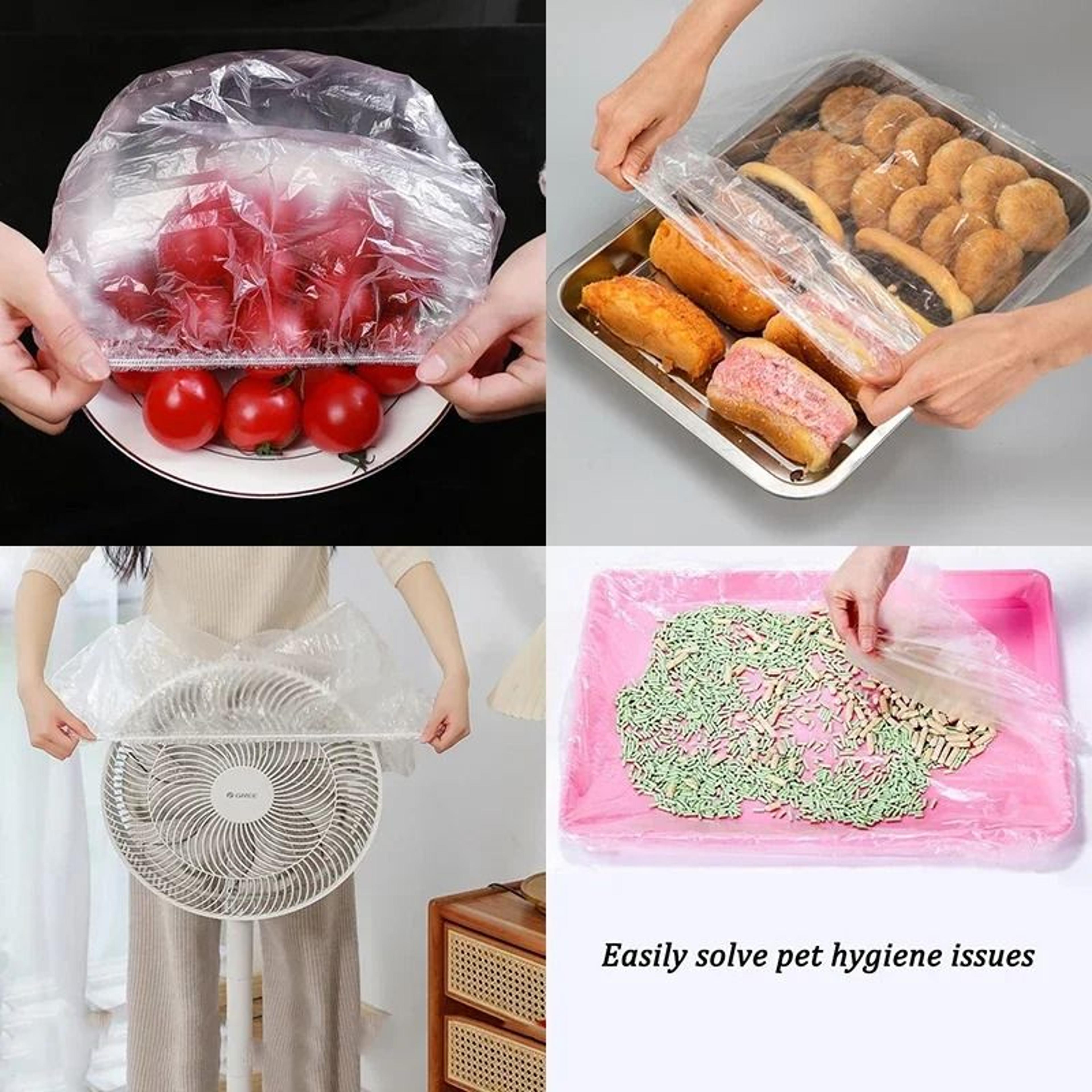 elastic stretch food storage covers - 50-piece multi-size pack of food-grade fresh-keeping stretch lids