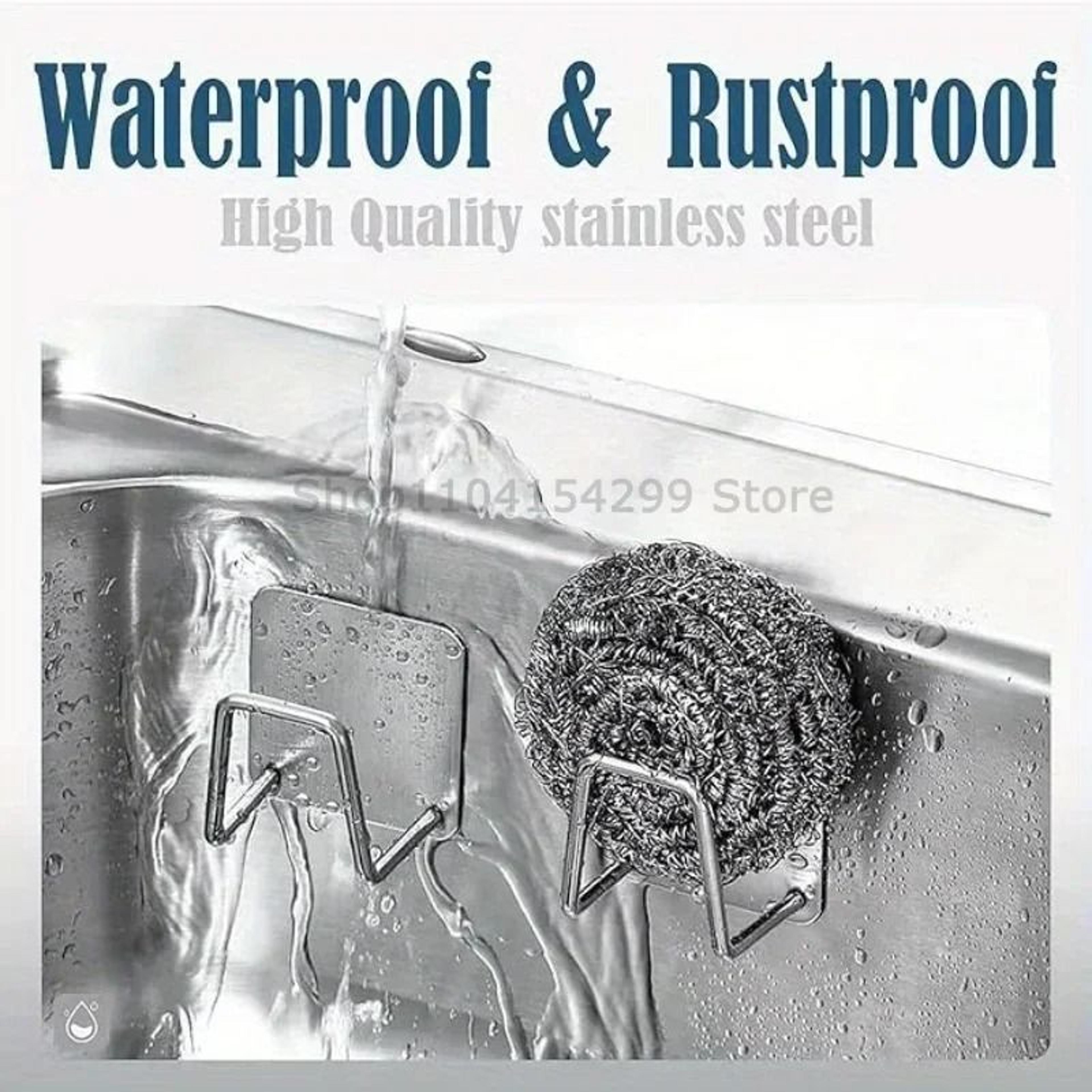 stainless steel sink sponge holder - heavy-duty self-adhesive draining rack for kitchen sponges and scrubbers