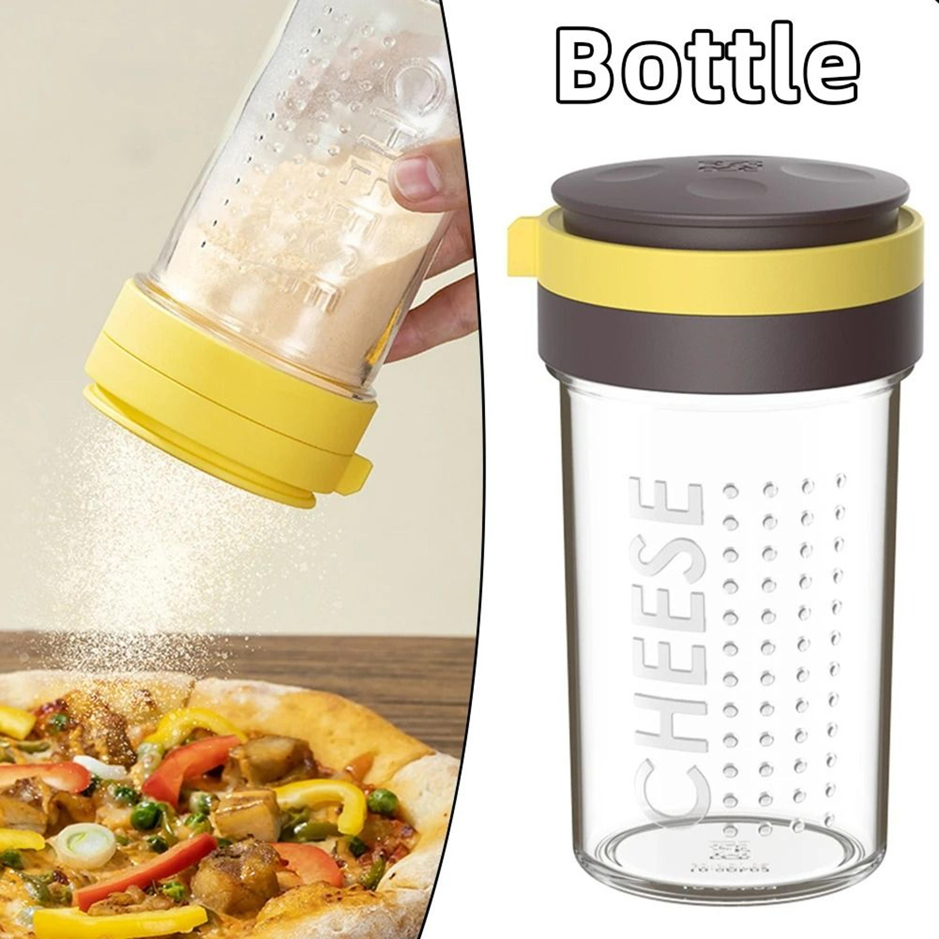 grated cheese shaker bottle - clear seasoning dispenser with lid for spice, cumin, and sesame