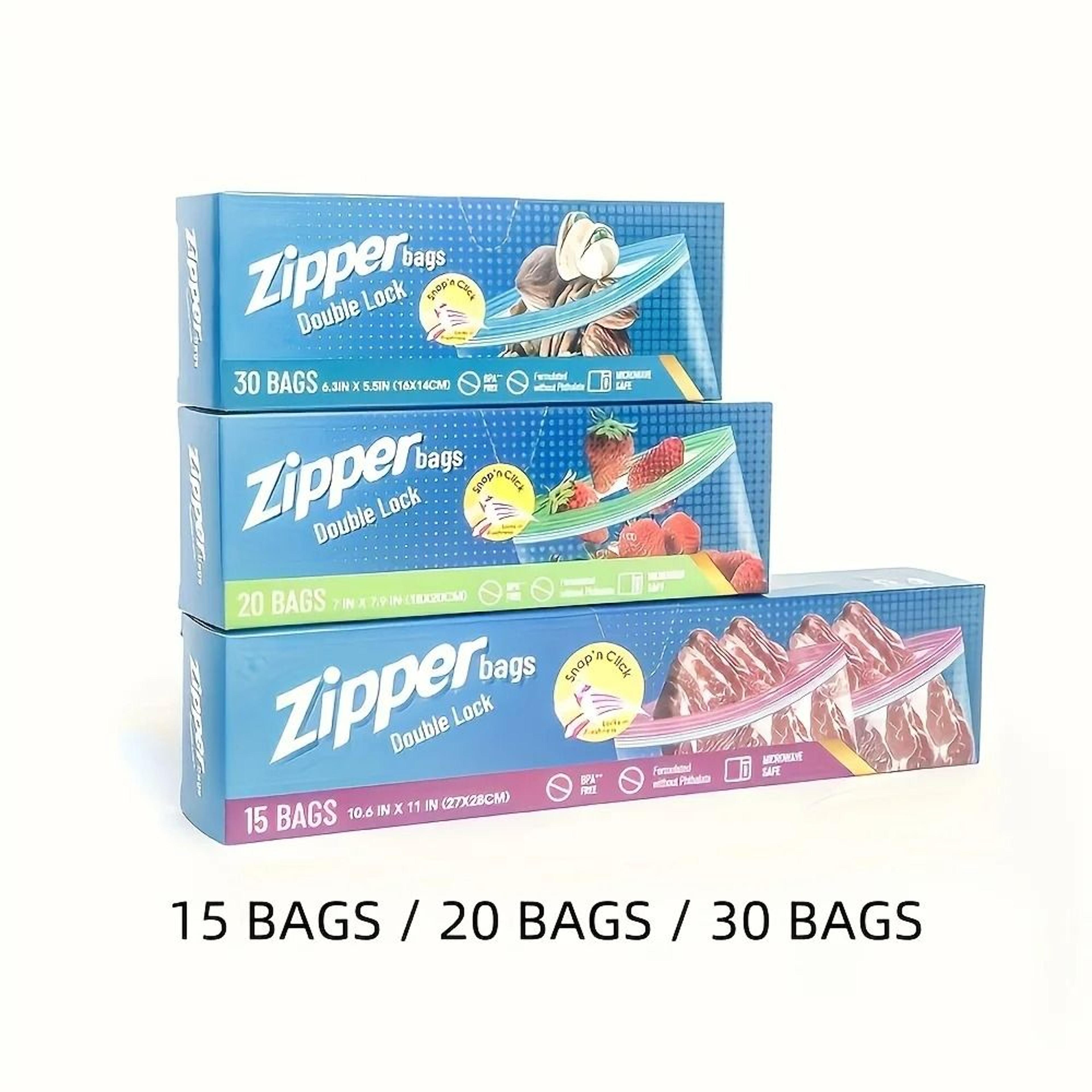 double-lock zipper food storage bags - heavy-duty leak-proof thickened reusable freshness bags for refrigerator storage