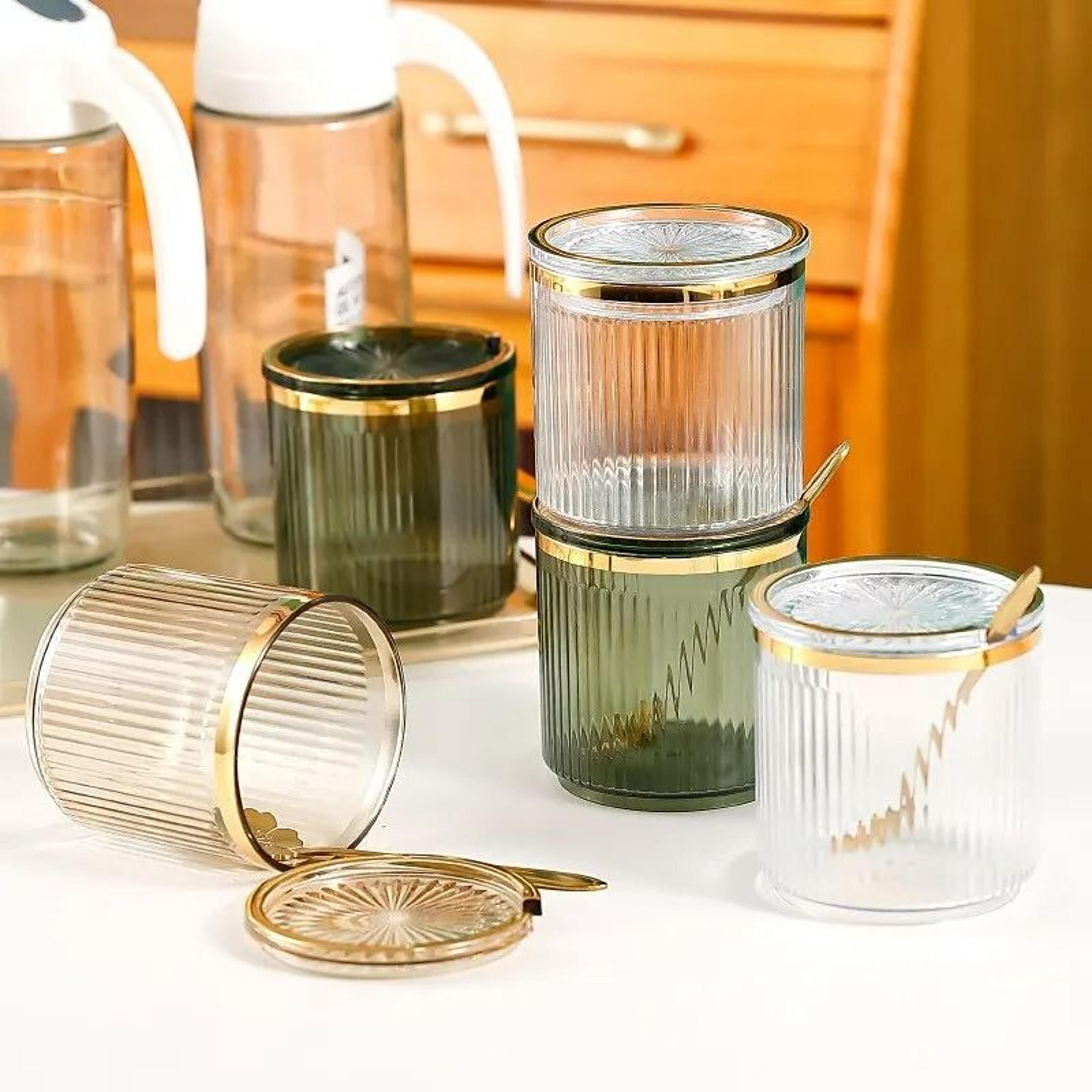integrated spoon seasoning jar - exquisite high-clarity kitchen spice bottle with airtight silicone seal