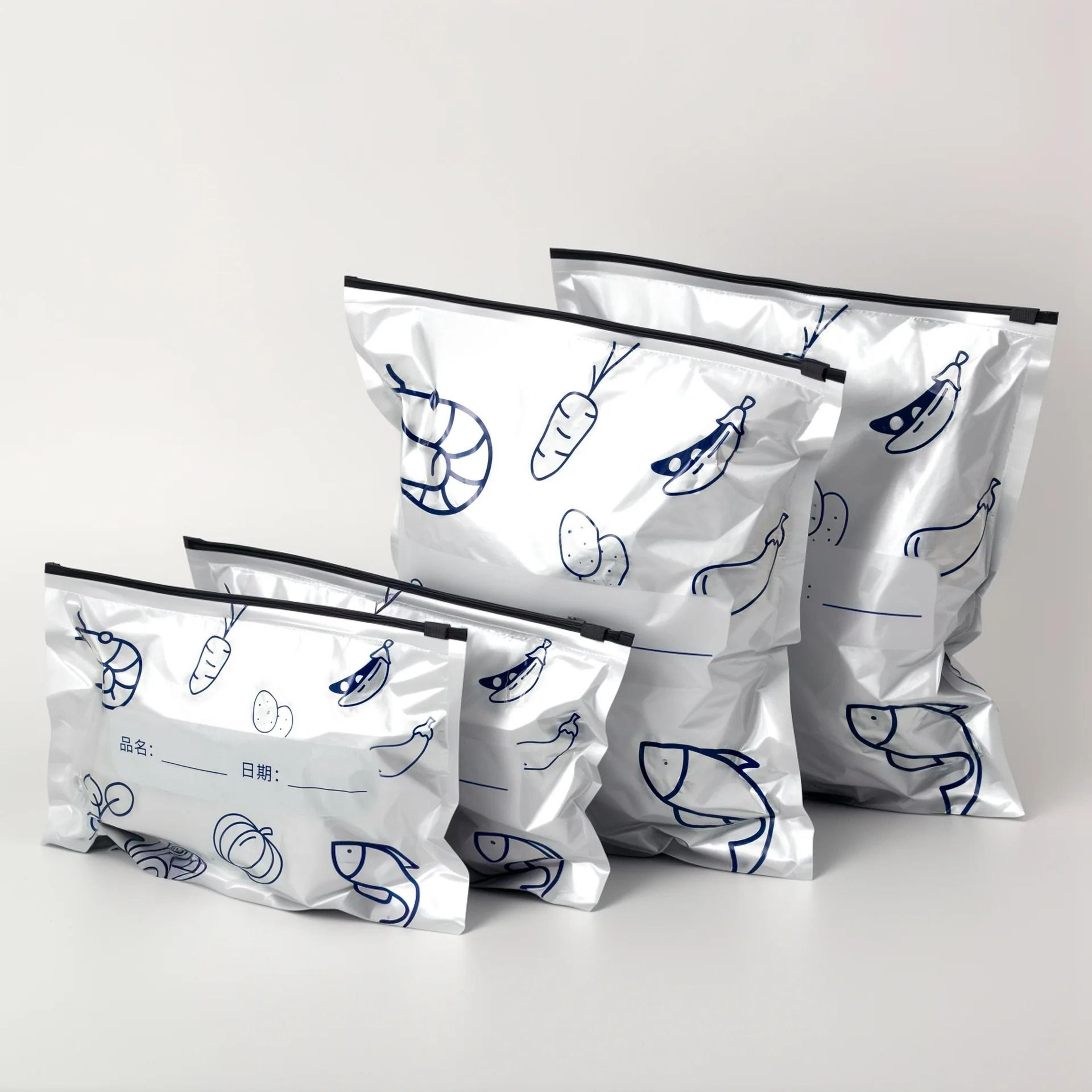 antibacterial foil zipper bags - 10-piece heavy-duty self-sealing food preservation pouches for freezer & fridge