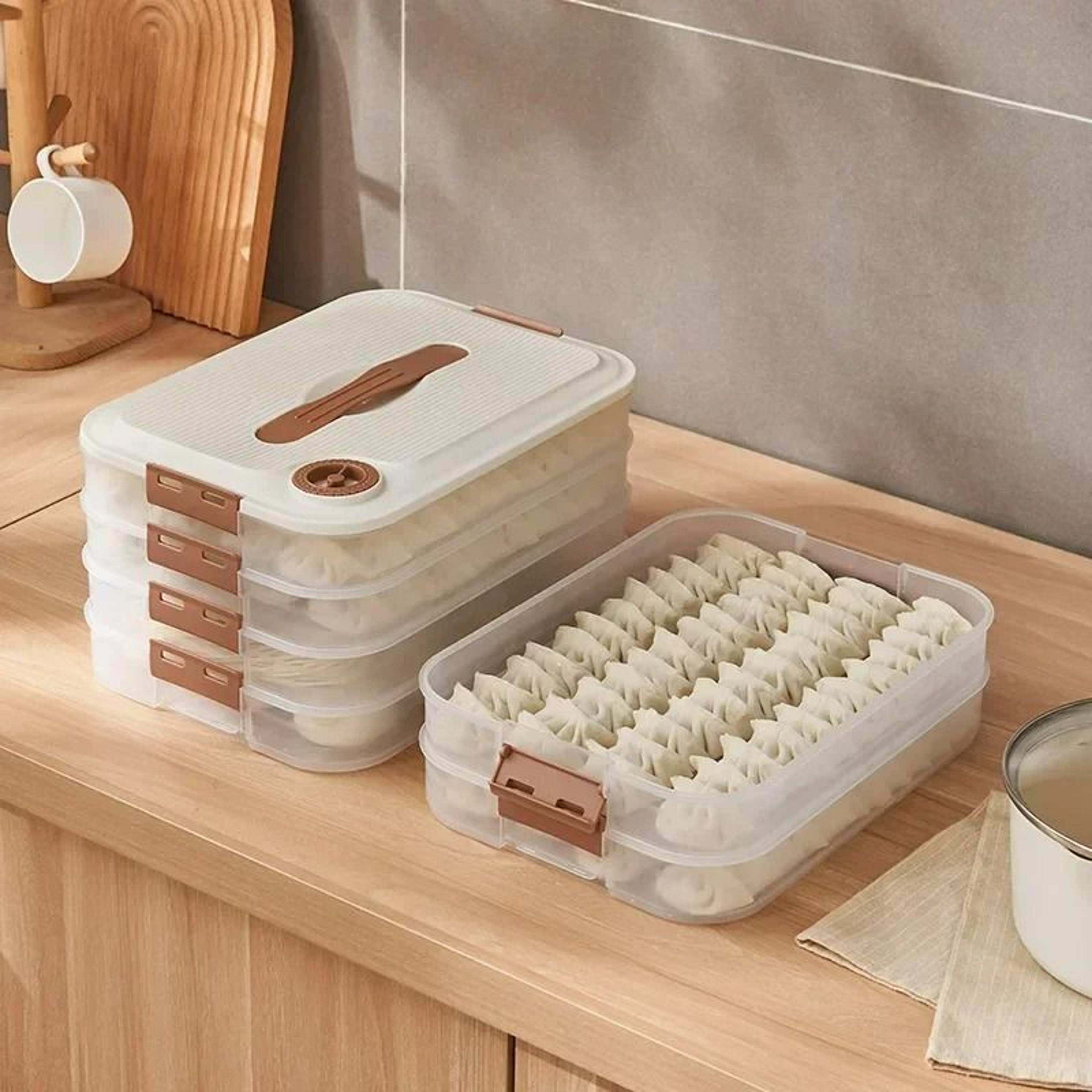 multi-layer dumpling & fresh food preservation box - stackable quick-freezing refrigerator storage container
