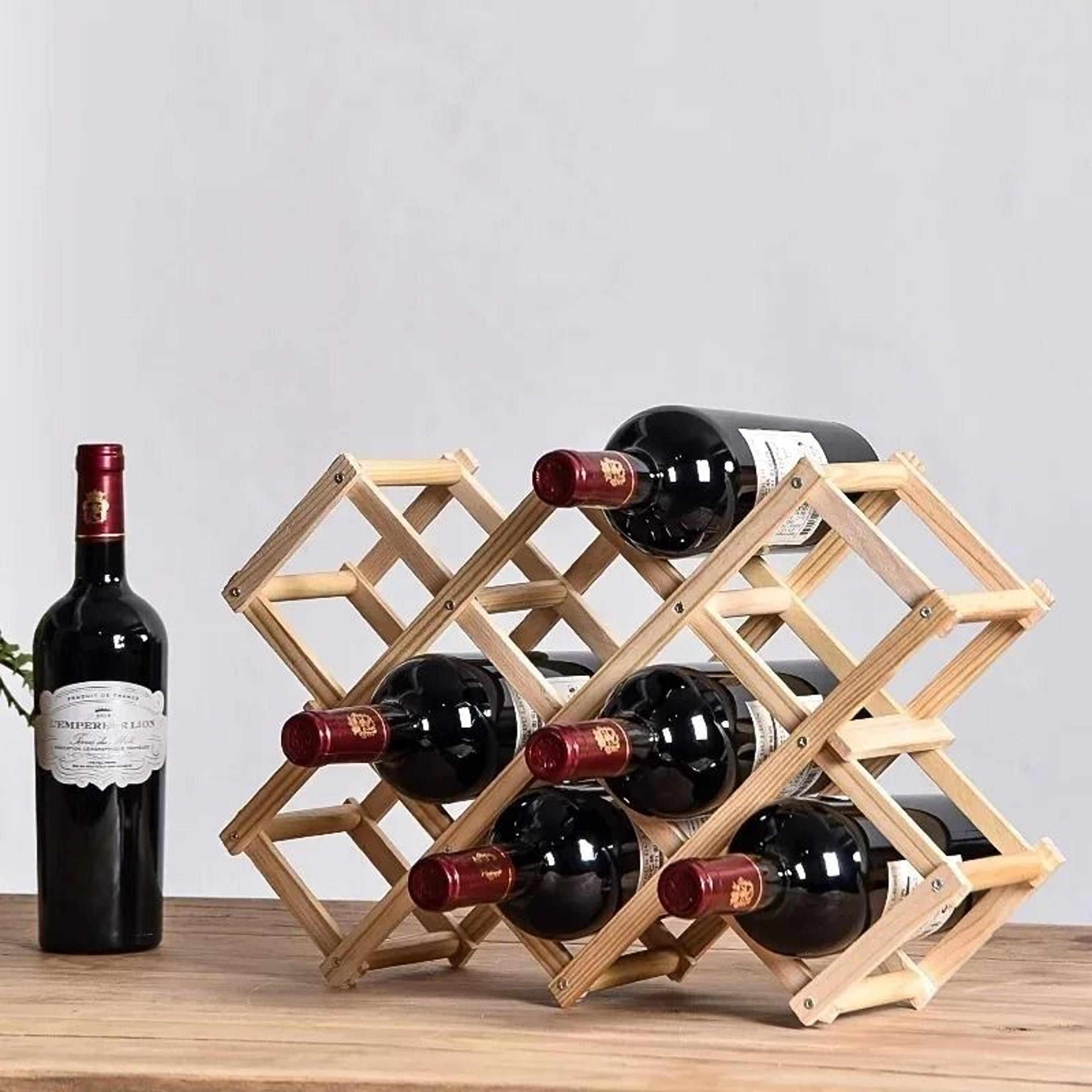 stackable wooden wine storage shelves - modular countertop display rack & home bar cabinets organizer