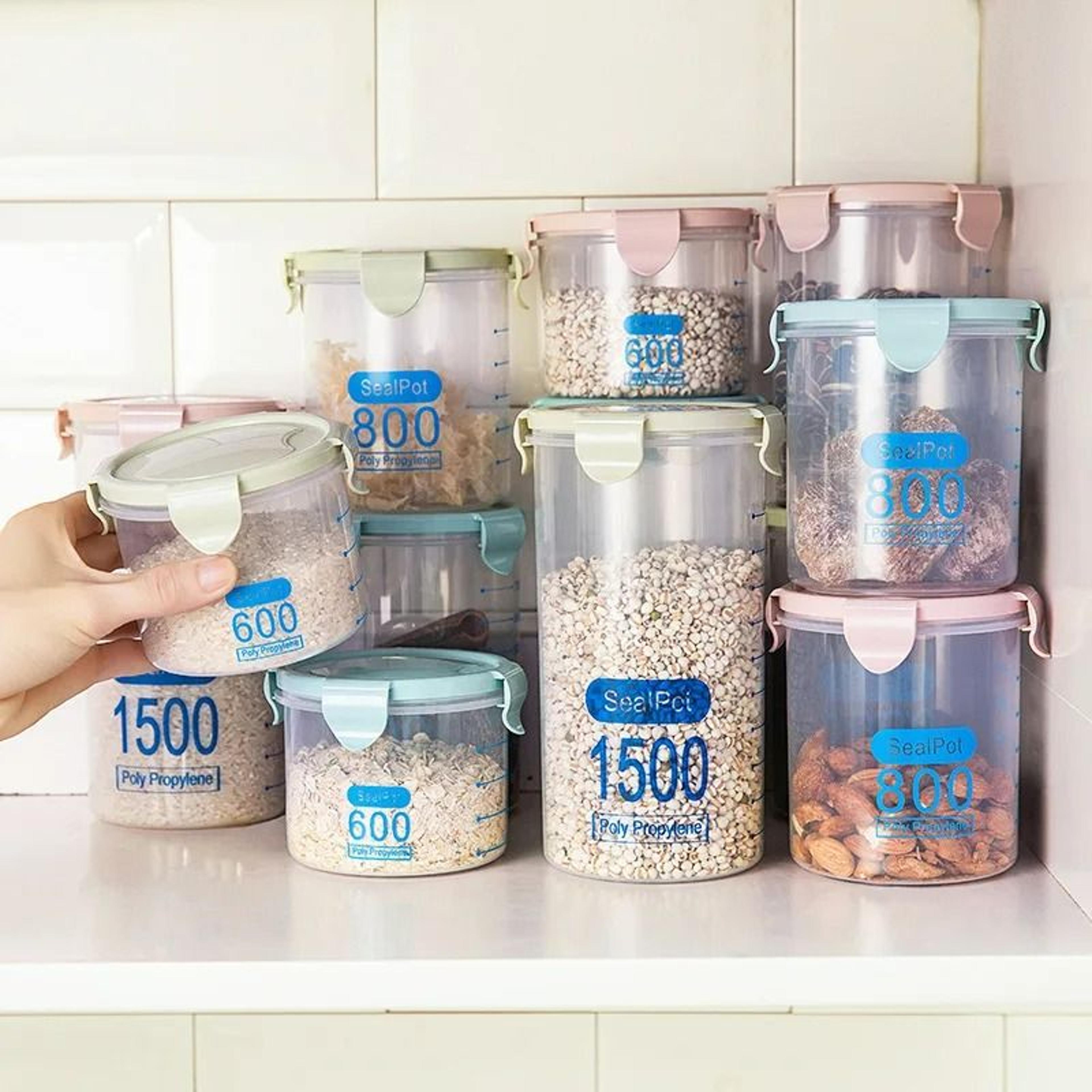 airtight food storage canisters with measurement markings
