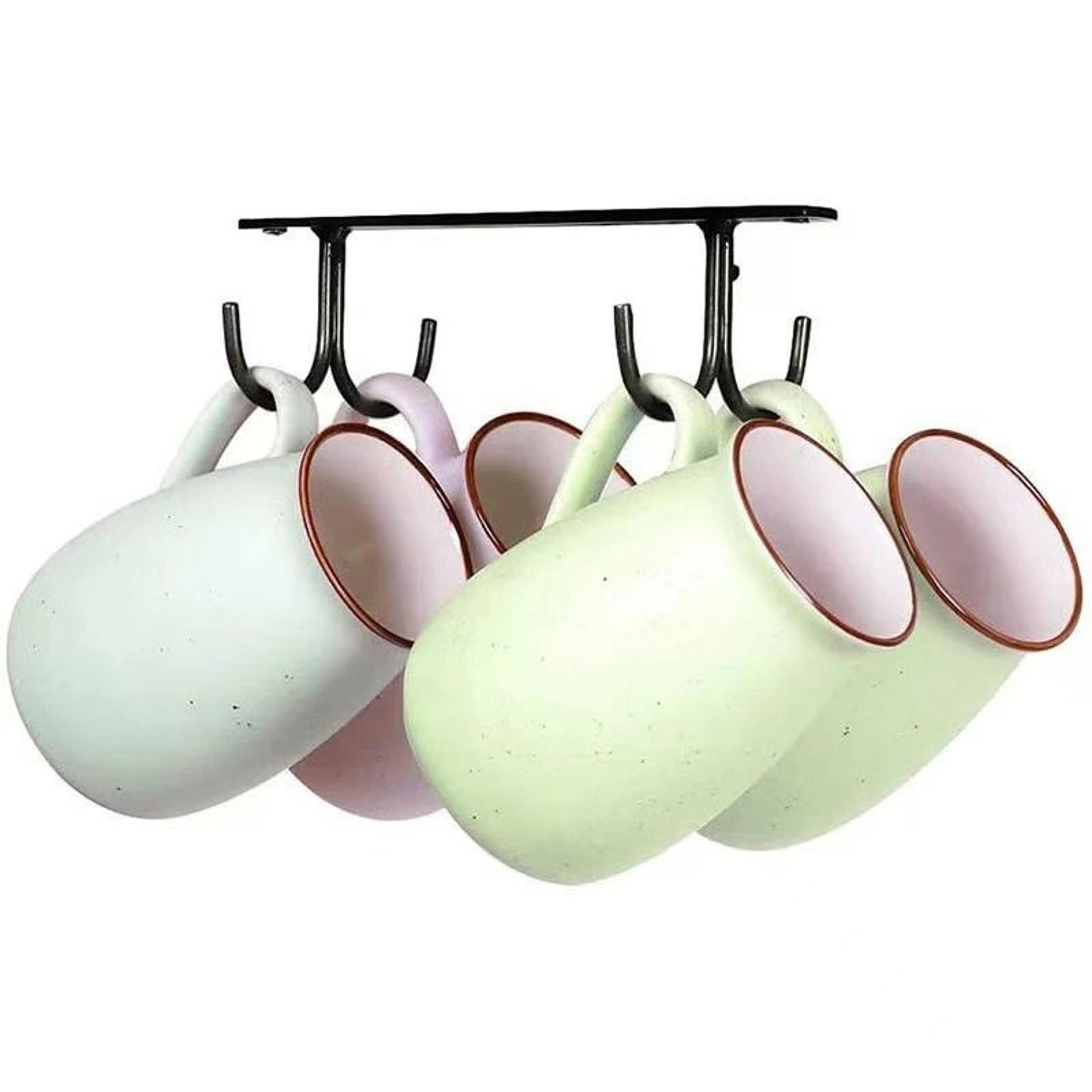 under-cabinet hanging mug rack - 4 hooks