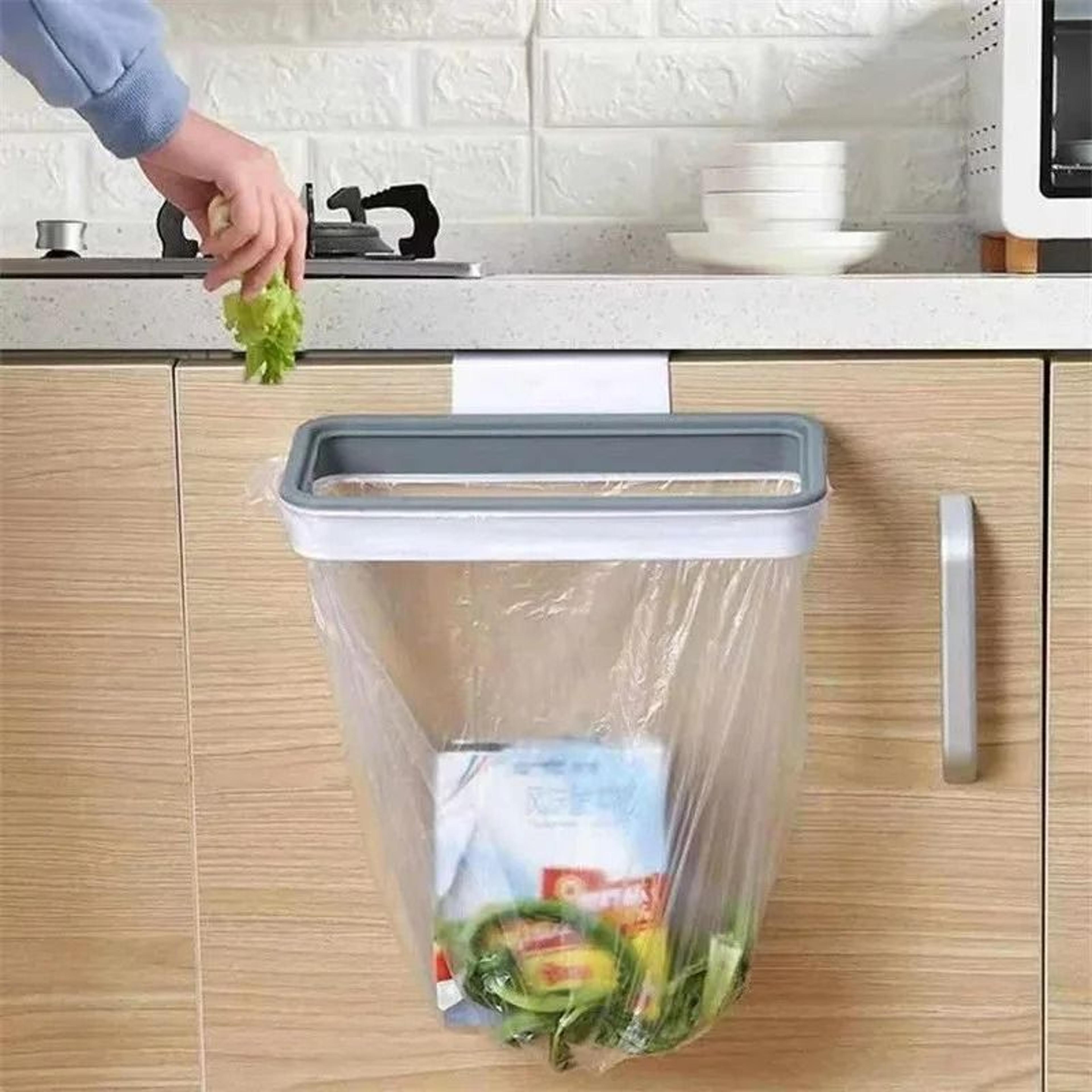 hanging trash bag holder for kitchen cabinet doors