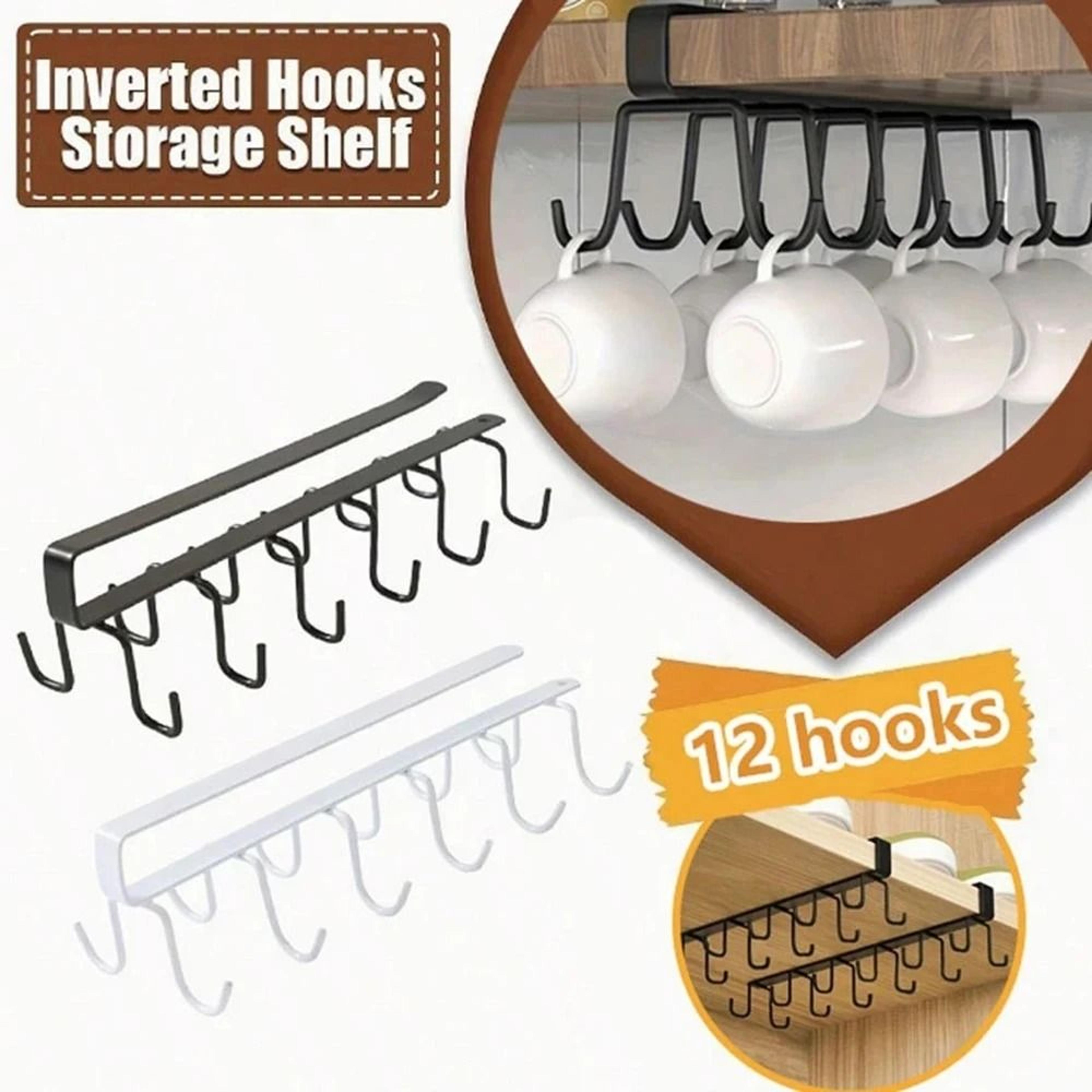 under-cabinet double-row hanging mug rack - 12 hooks