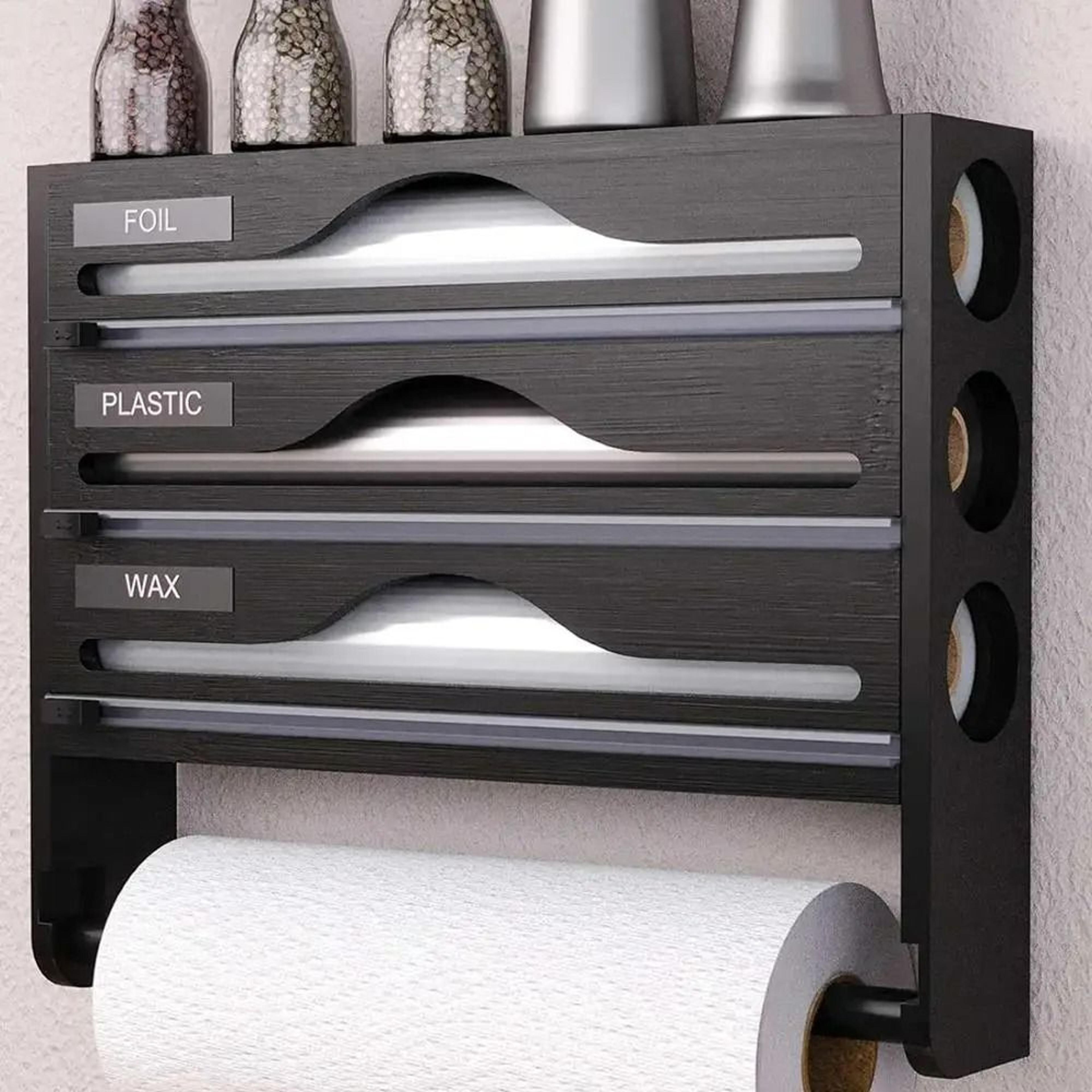 bamboo wall-mounted wrap dispenser and paper towel holder