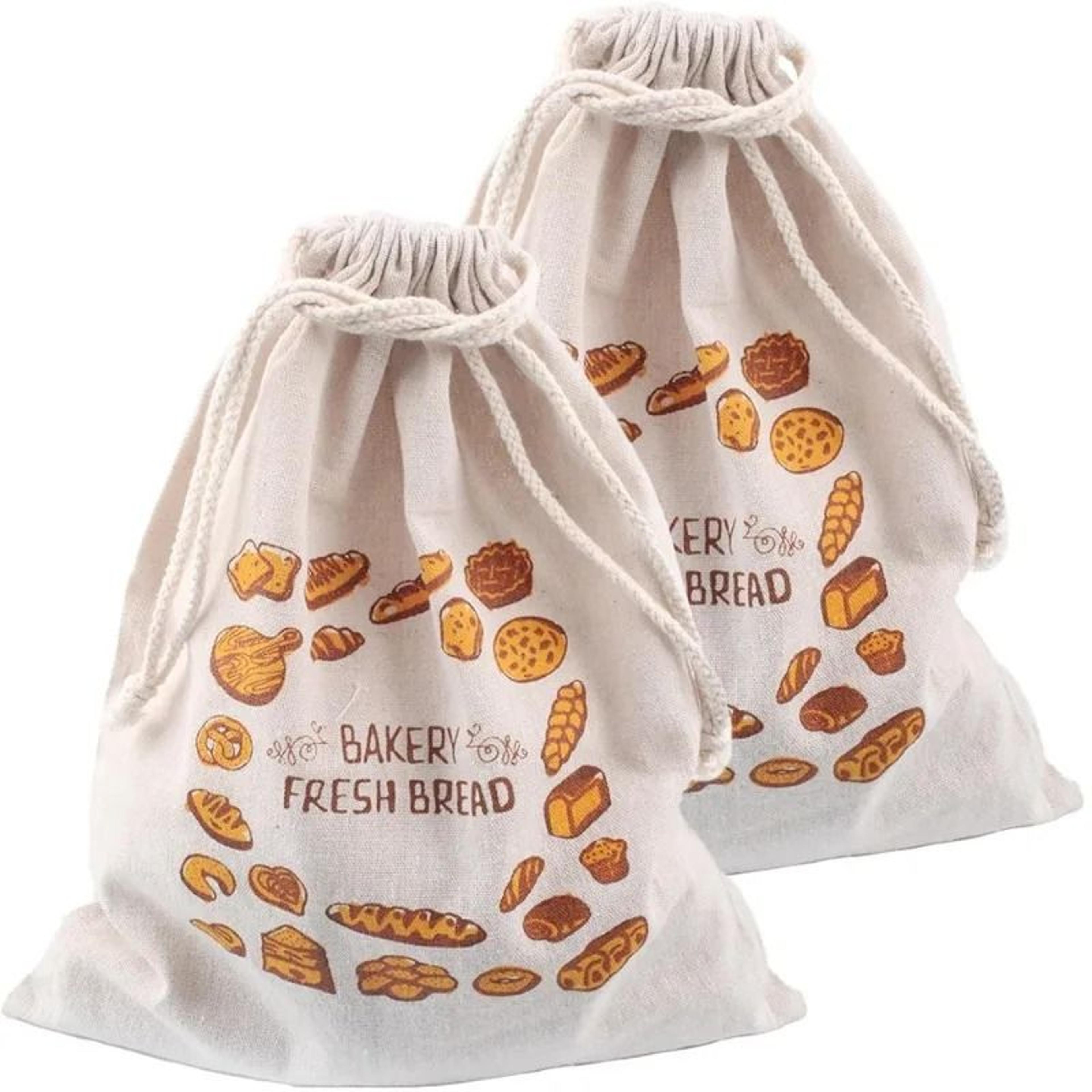 elite reusable linen drawstring bread storage bag