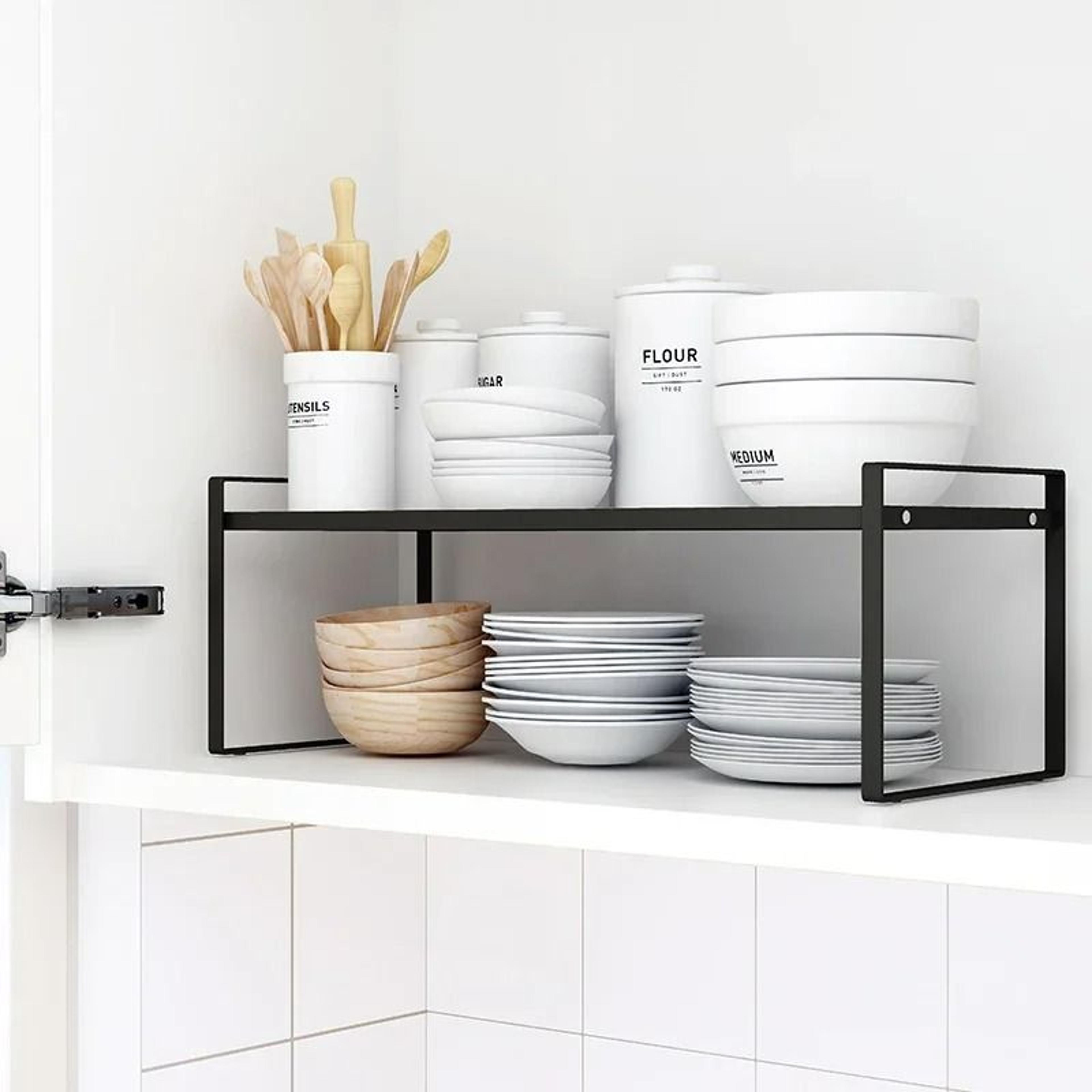 over-sink metal kitchen dishes and bowl storage rack