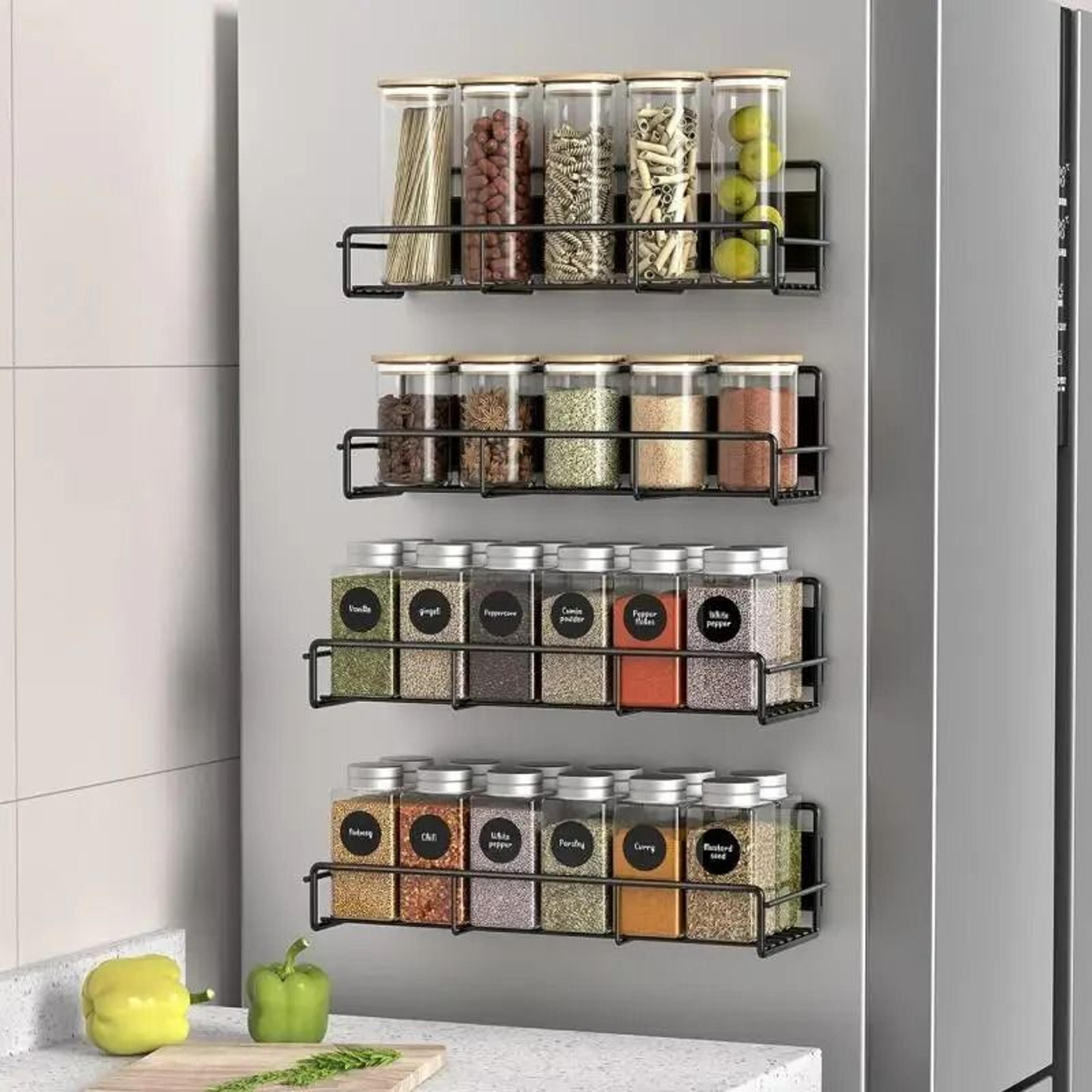 magnetic spice rack organizer for refrigerator - 4 pack