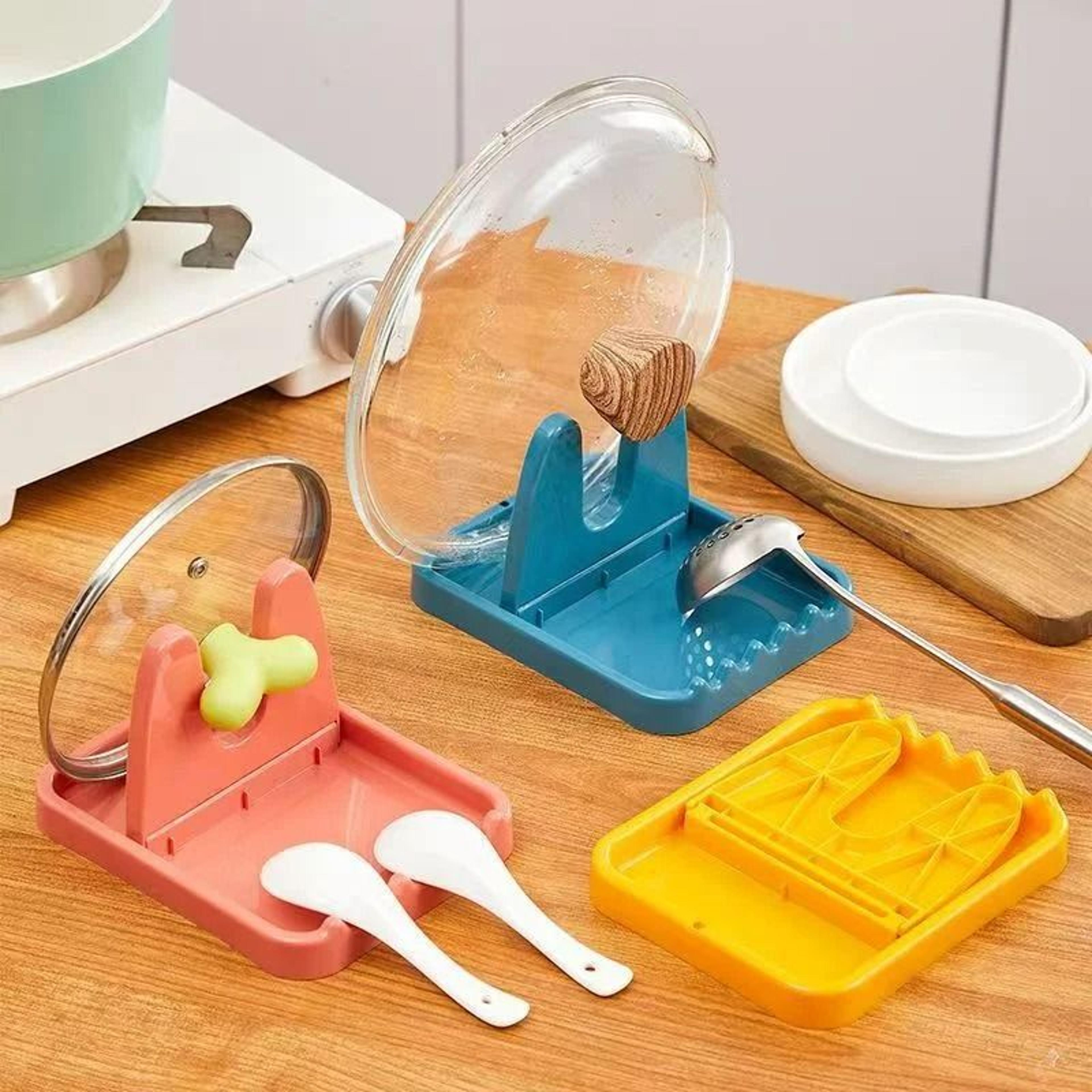 foldable pot lid rack and spatula stand