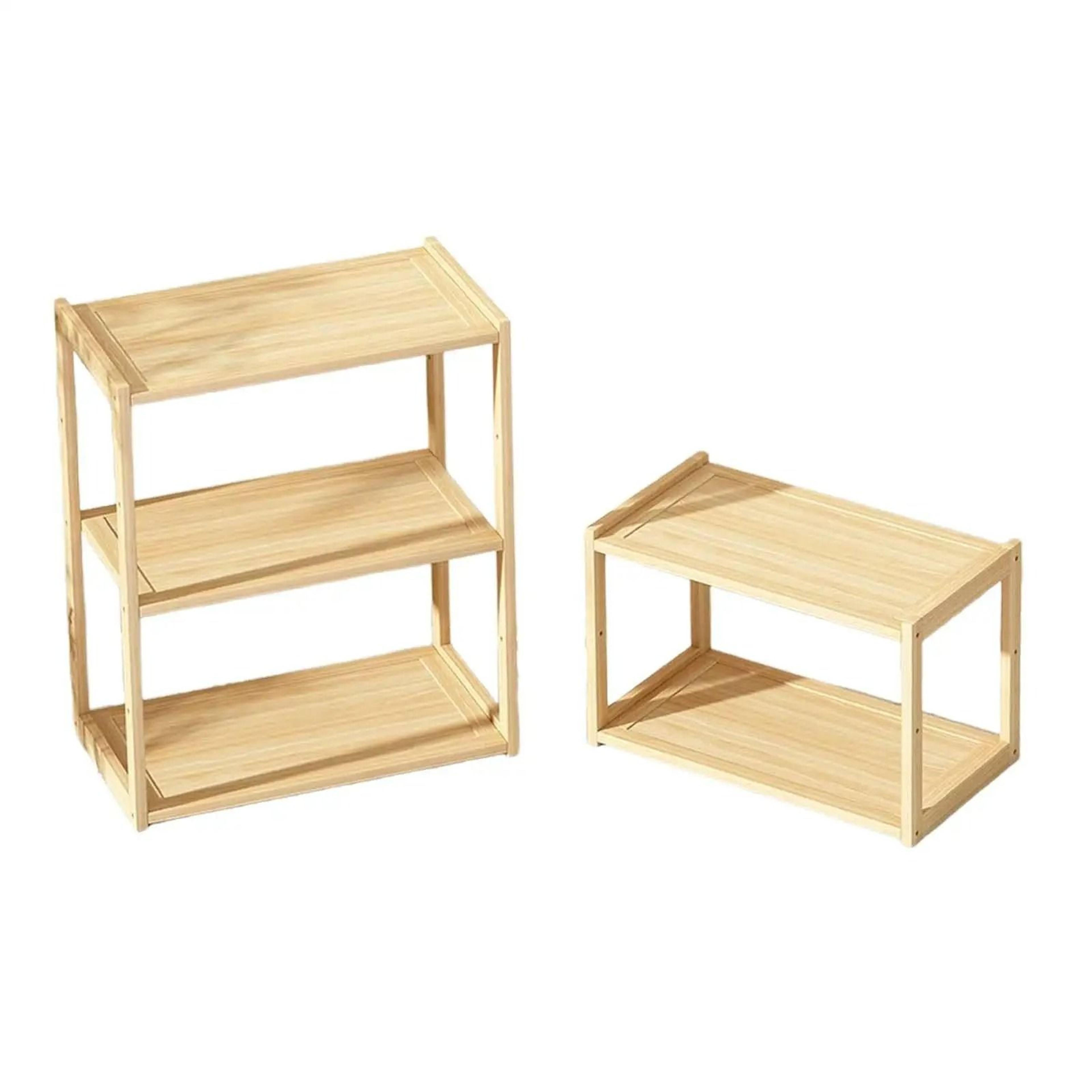 rustic wooden desktop storage rack and tabletop display shelf