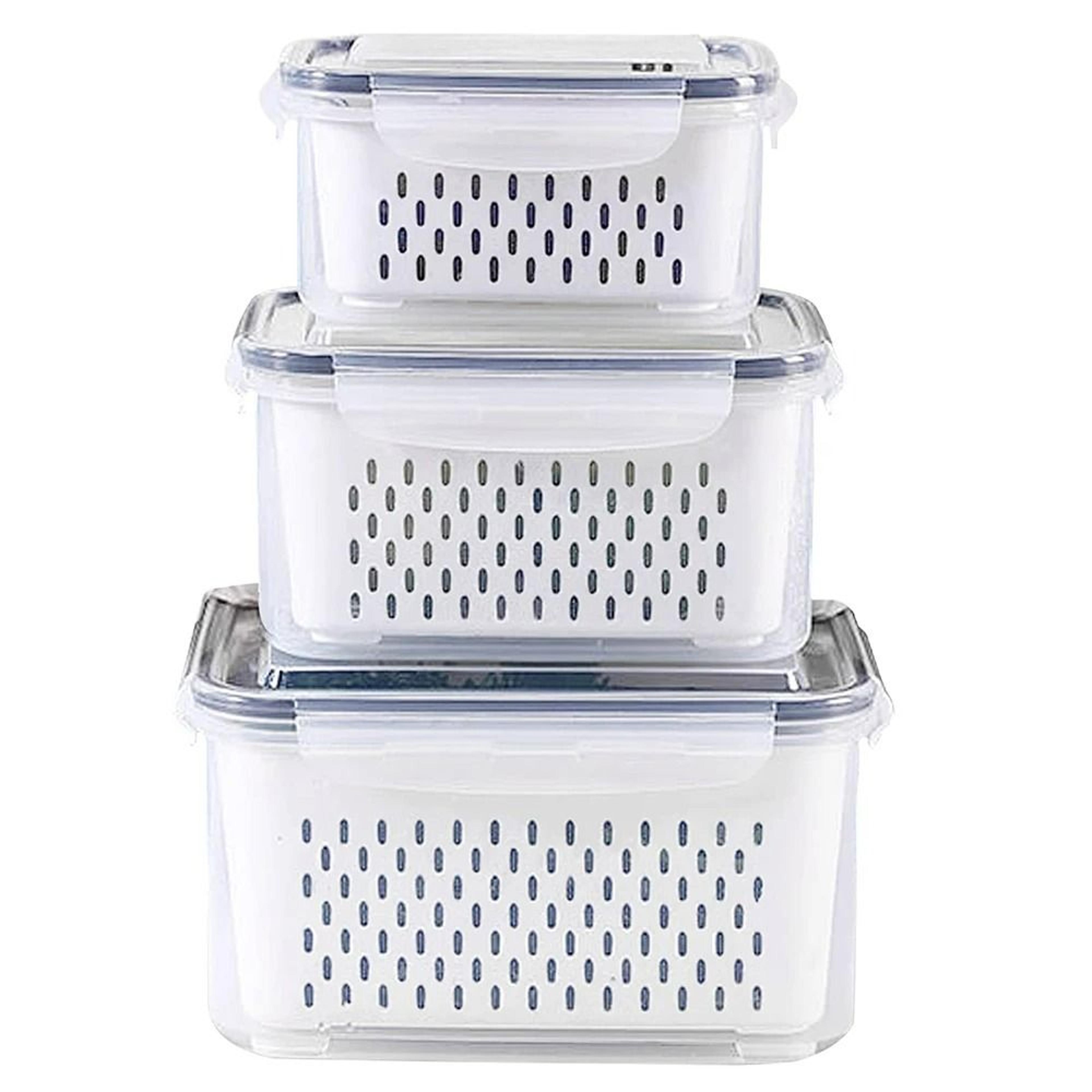 fruit storage containers with removable colander set