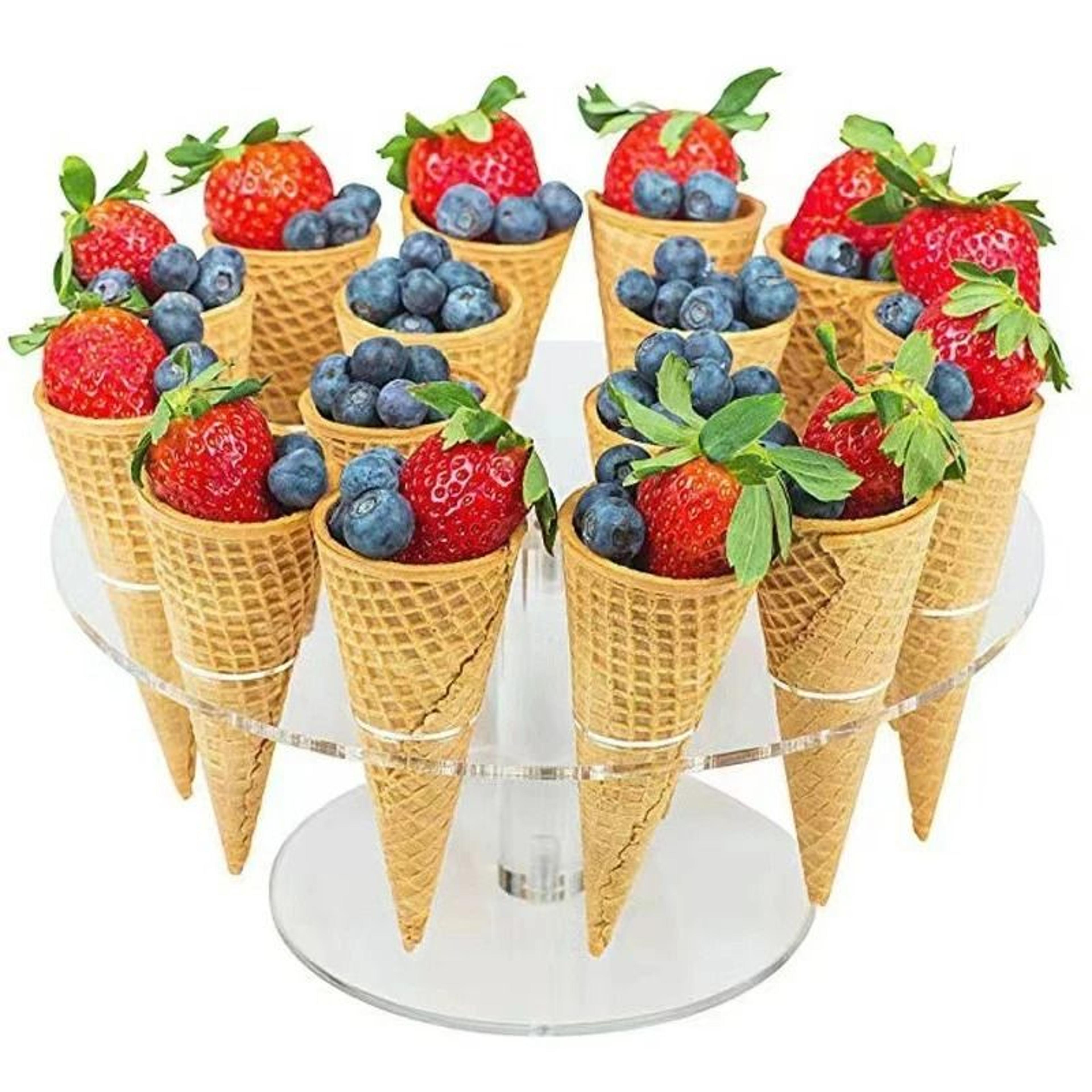 transparent acrylic ice cream and pastry cone display stand