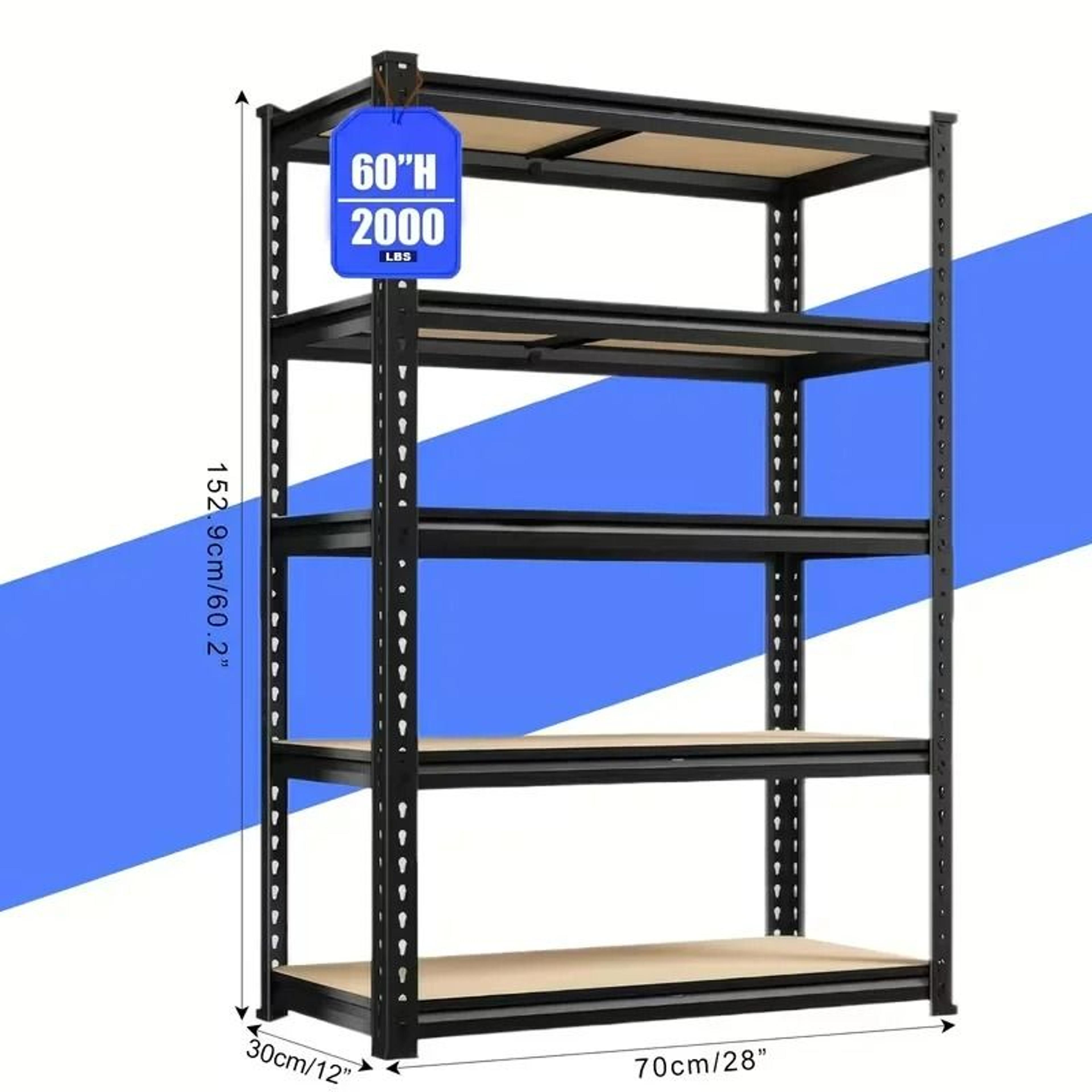 heavy-duty adjustable steel garage shelving rack (2,000 lbs capacity)