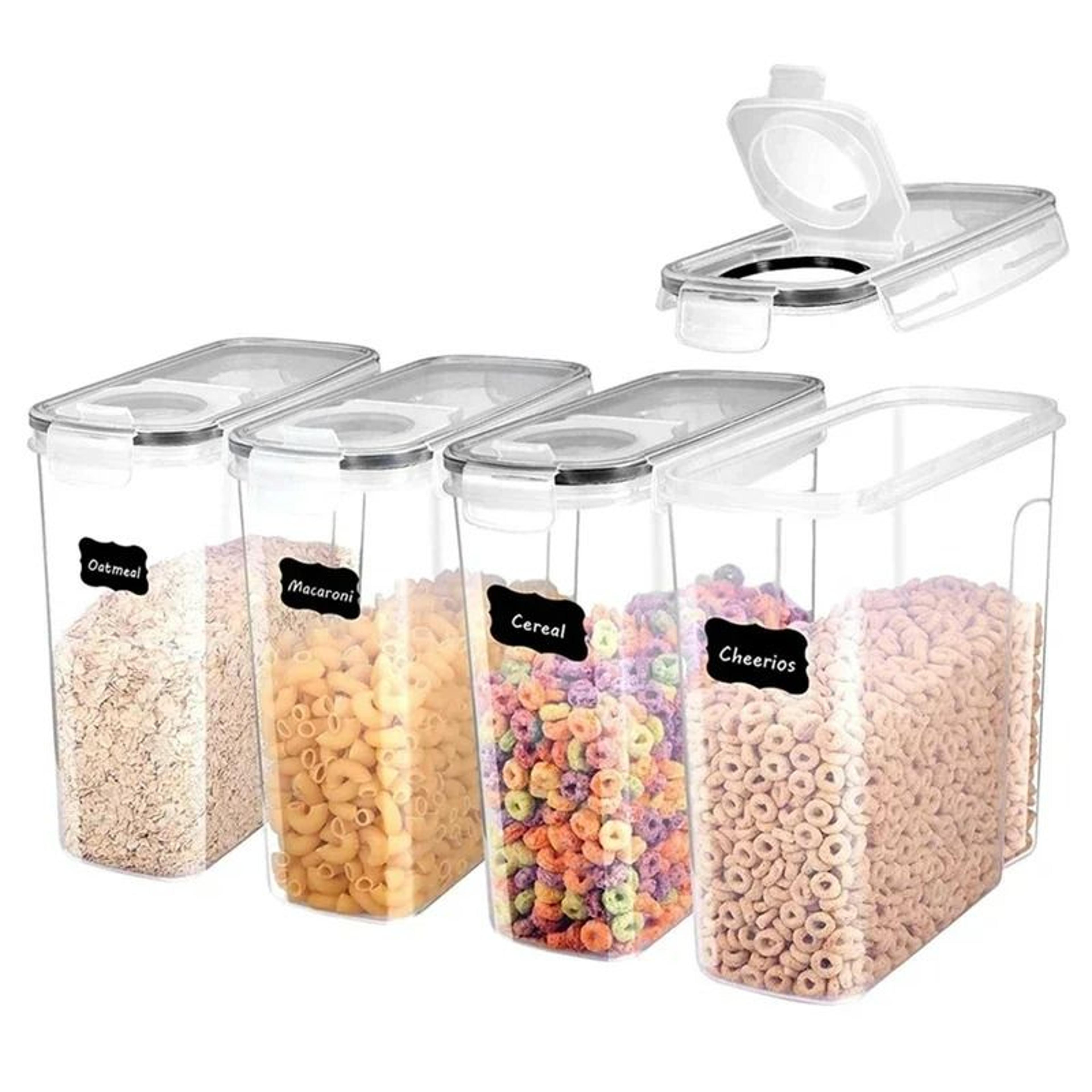 4-piece large airtight rice & food storage container set with easy-pour lids