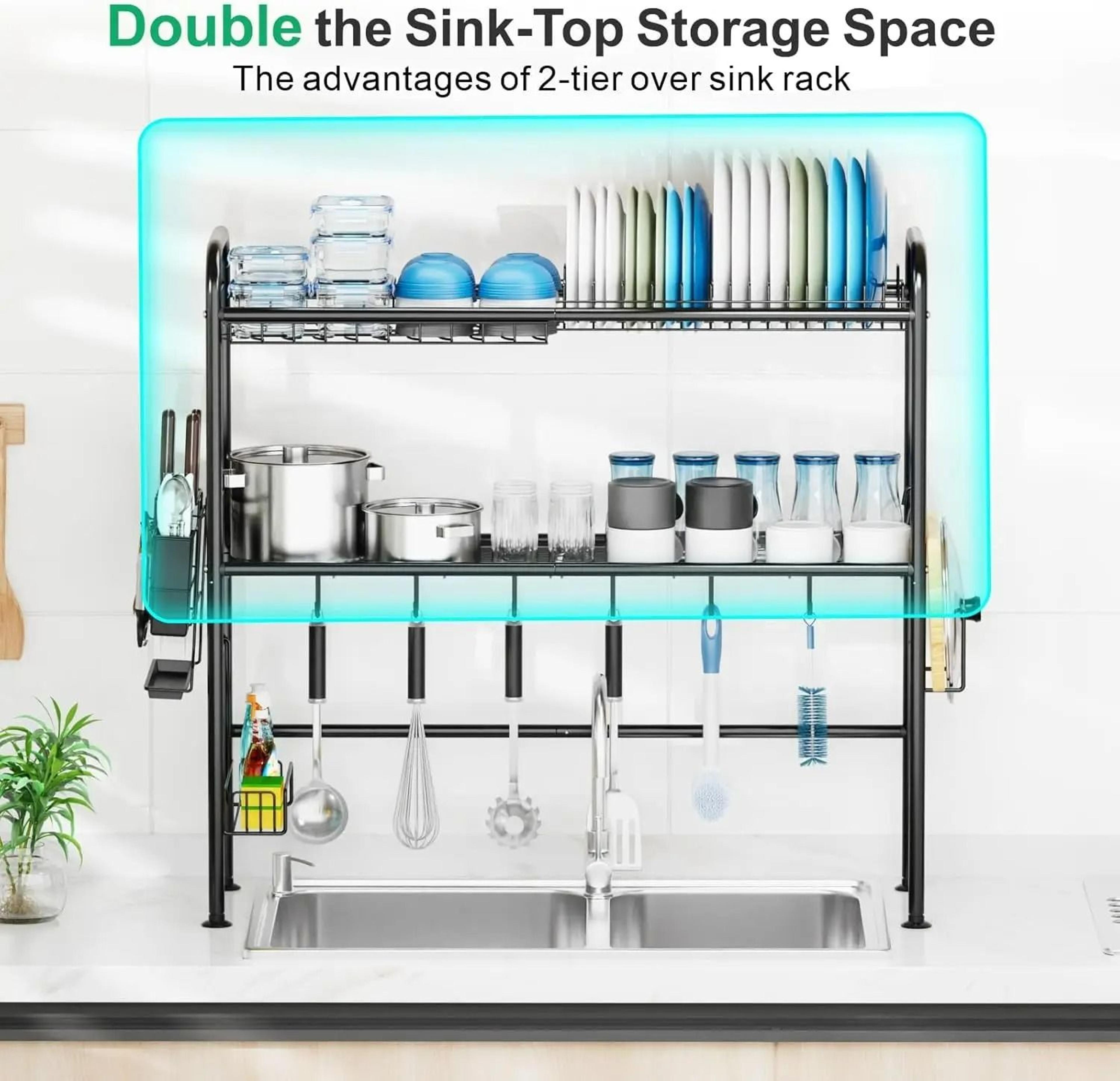 over-the-sink 2-tier dish drying rack & above-sink kitchen drainer