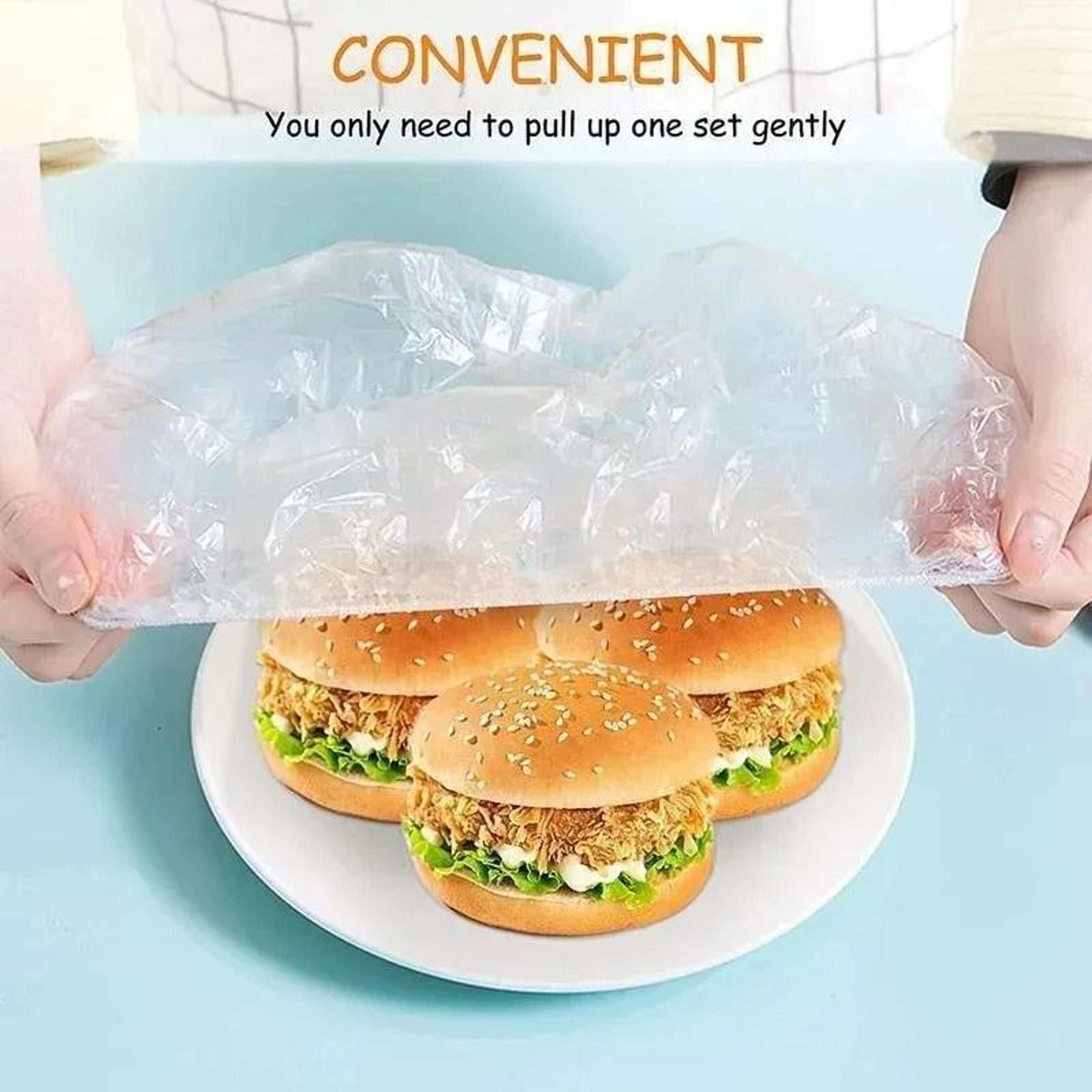 100-piece bulk elastic plastic food covers & fresh-keeping cling film bags