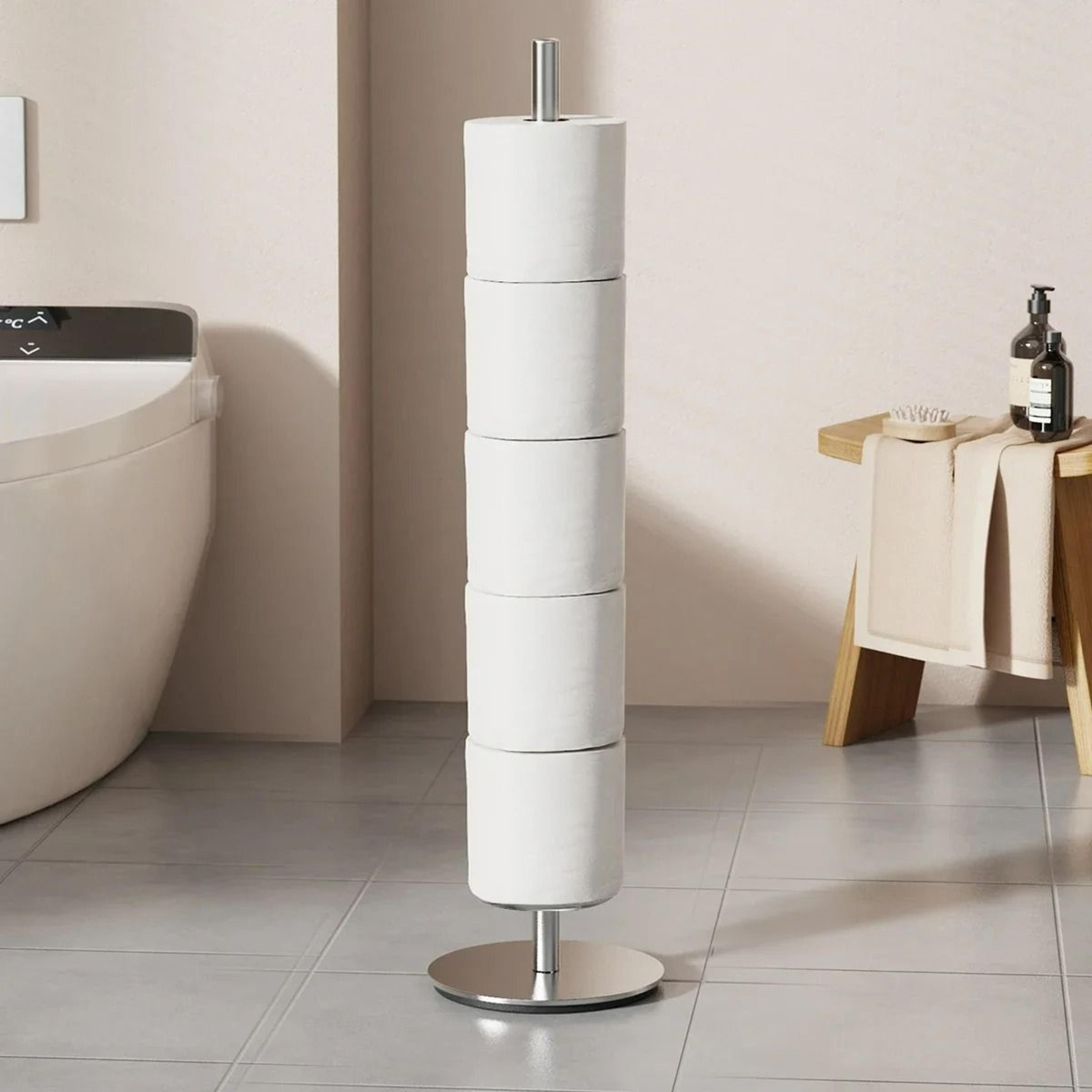 household single-pole long tissue paper holder & floor-standing roll storage rack