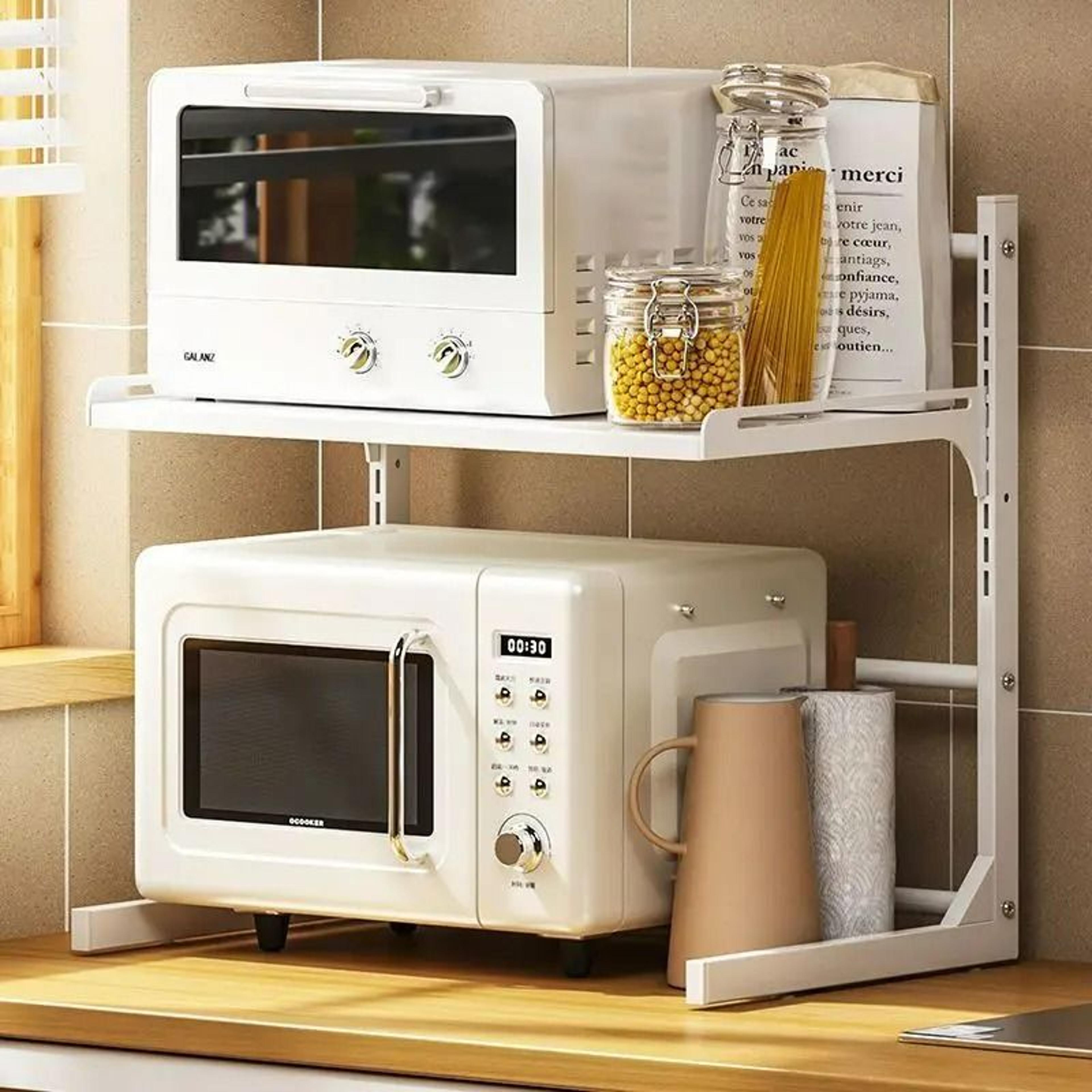 tabletop multi-layer retractable microwave oven rack & thickened storage shelf