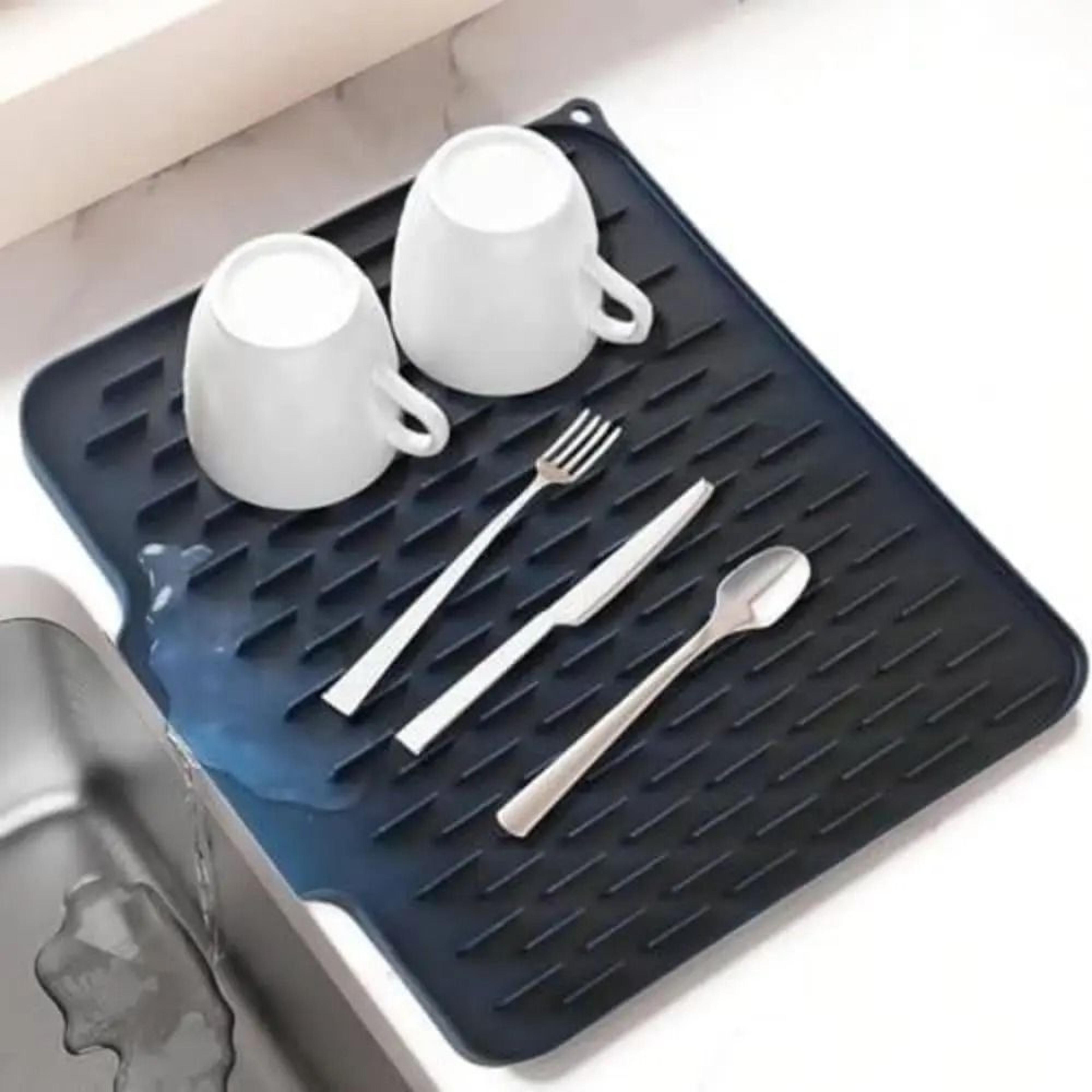 non-slip silicone drainage mat & large dish drying pad