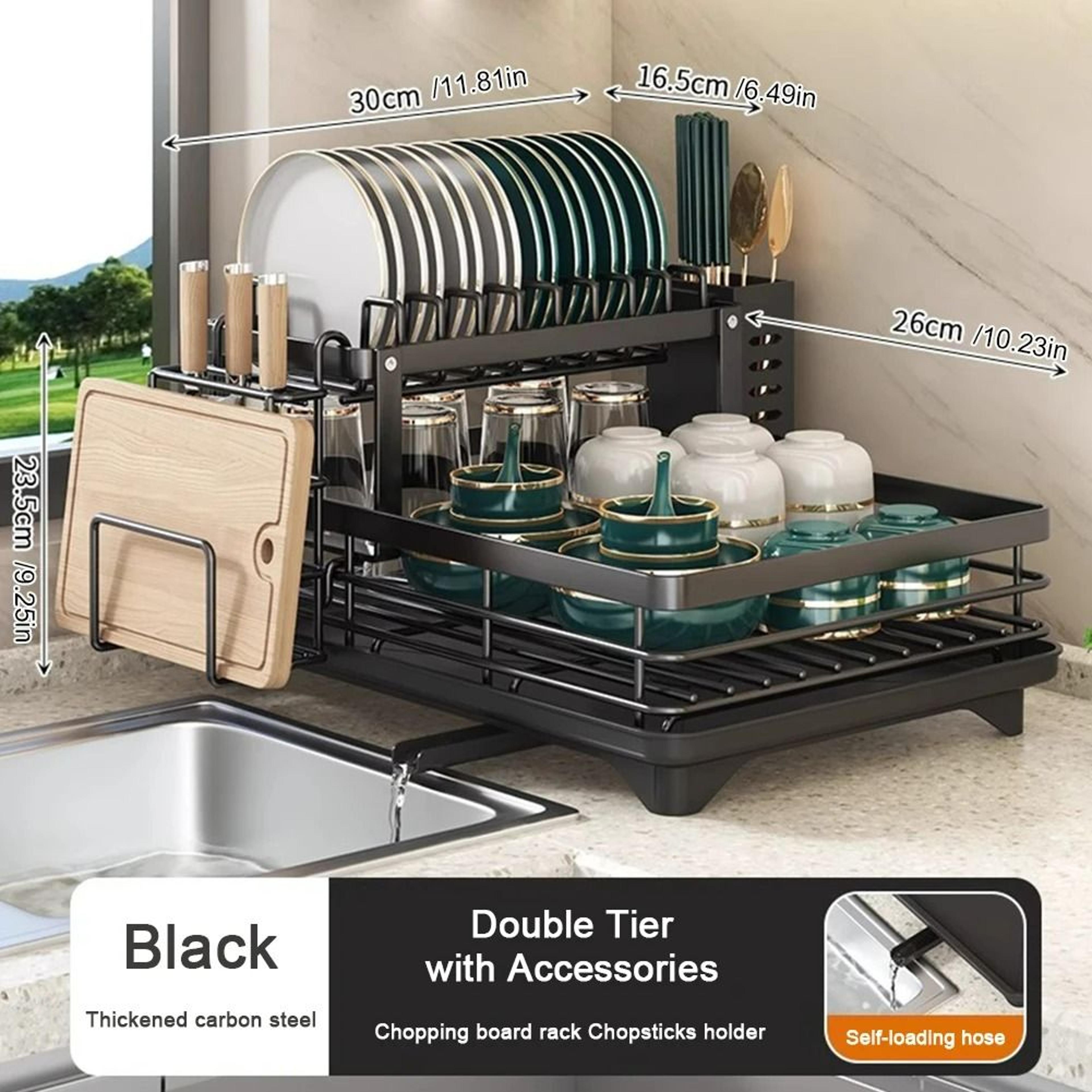 dish bowl drainer & over-sink adjustable dish drying rack