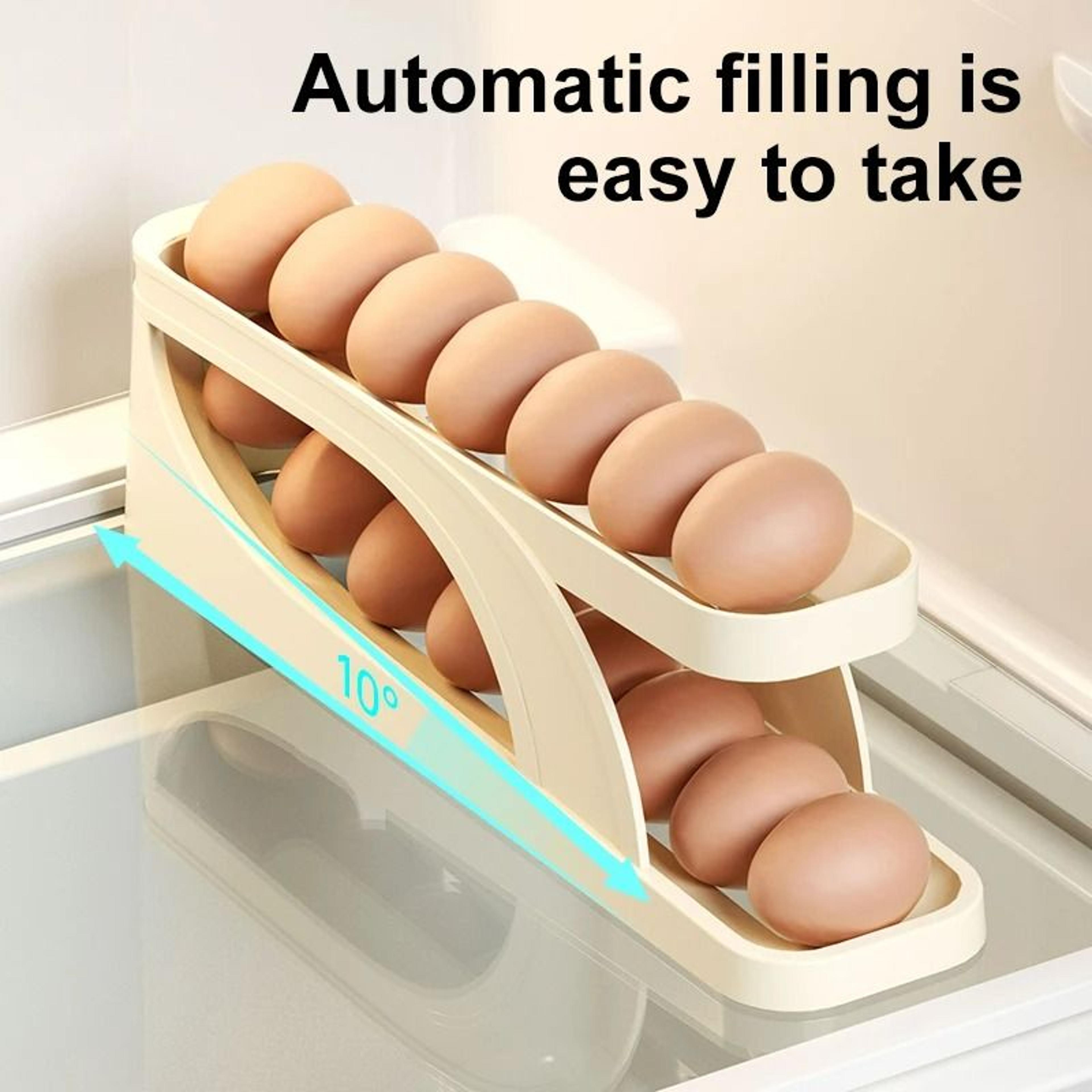 kitchen countertop slide-out egg holder & refrigerator egg roller box