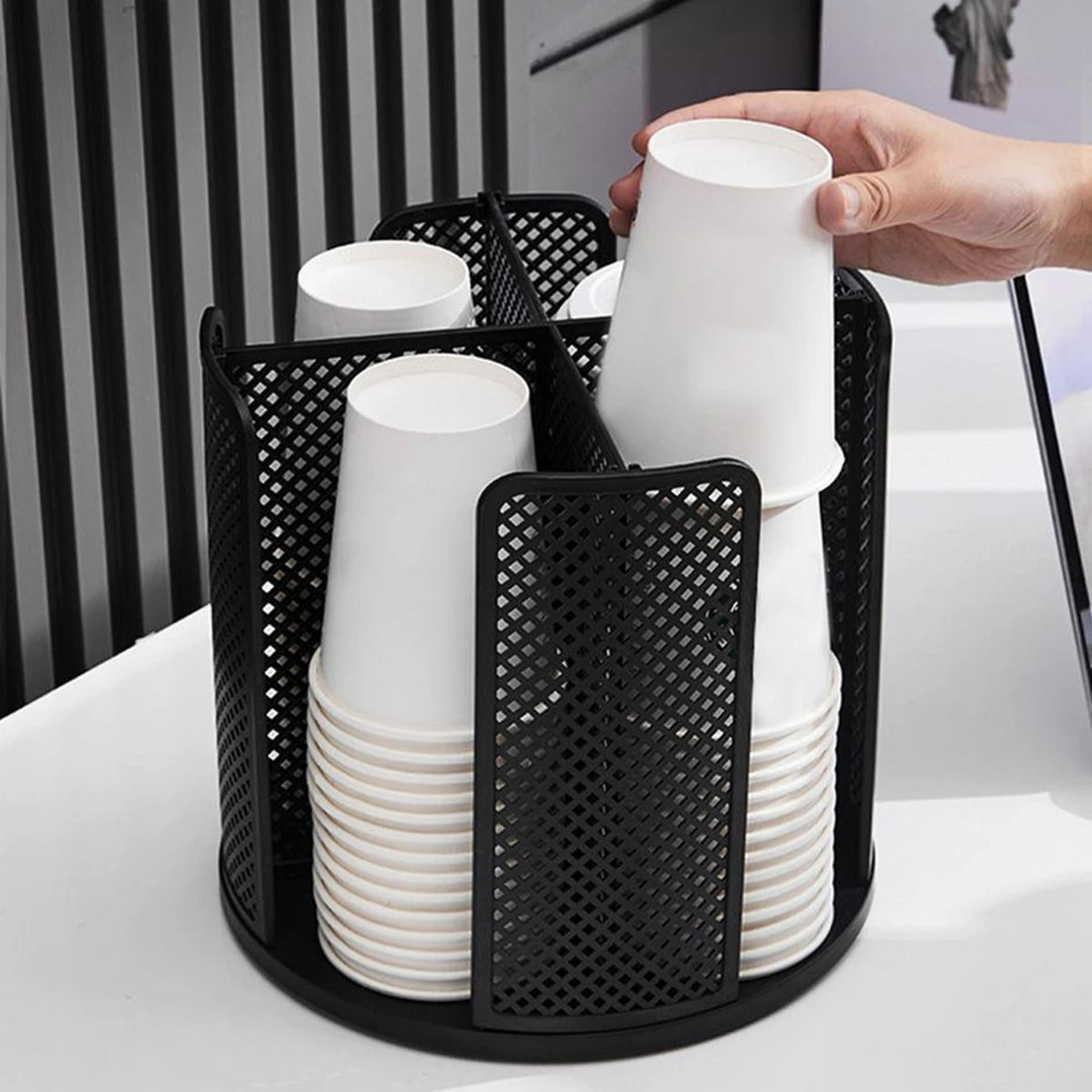 360° rotating disposable cup and lid holder & coffee station dispenser