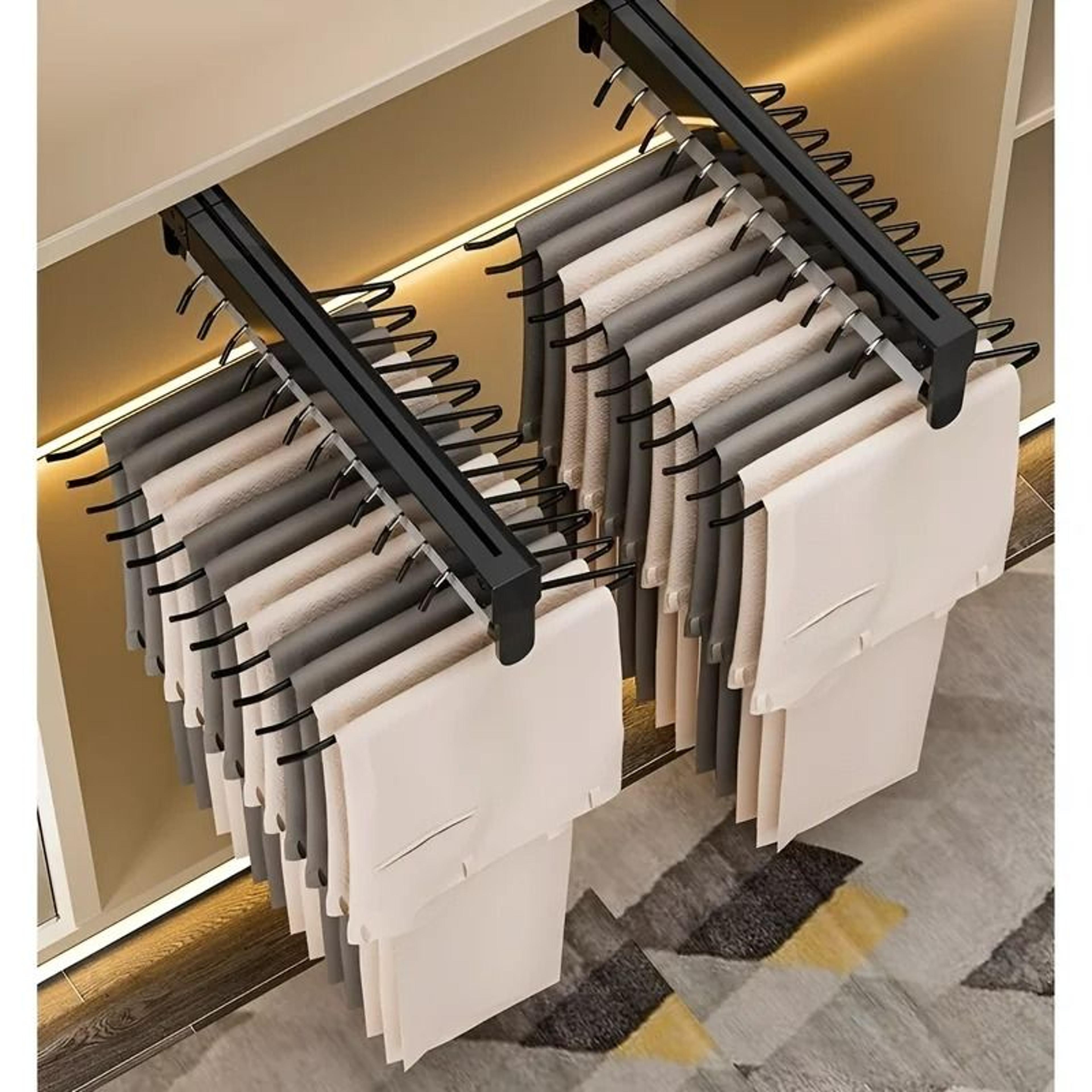 retractable pull-out wardrobe clothes hanger & telescopic garment rod