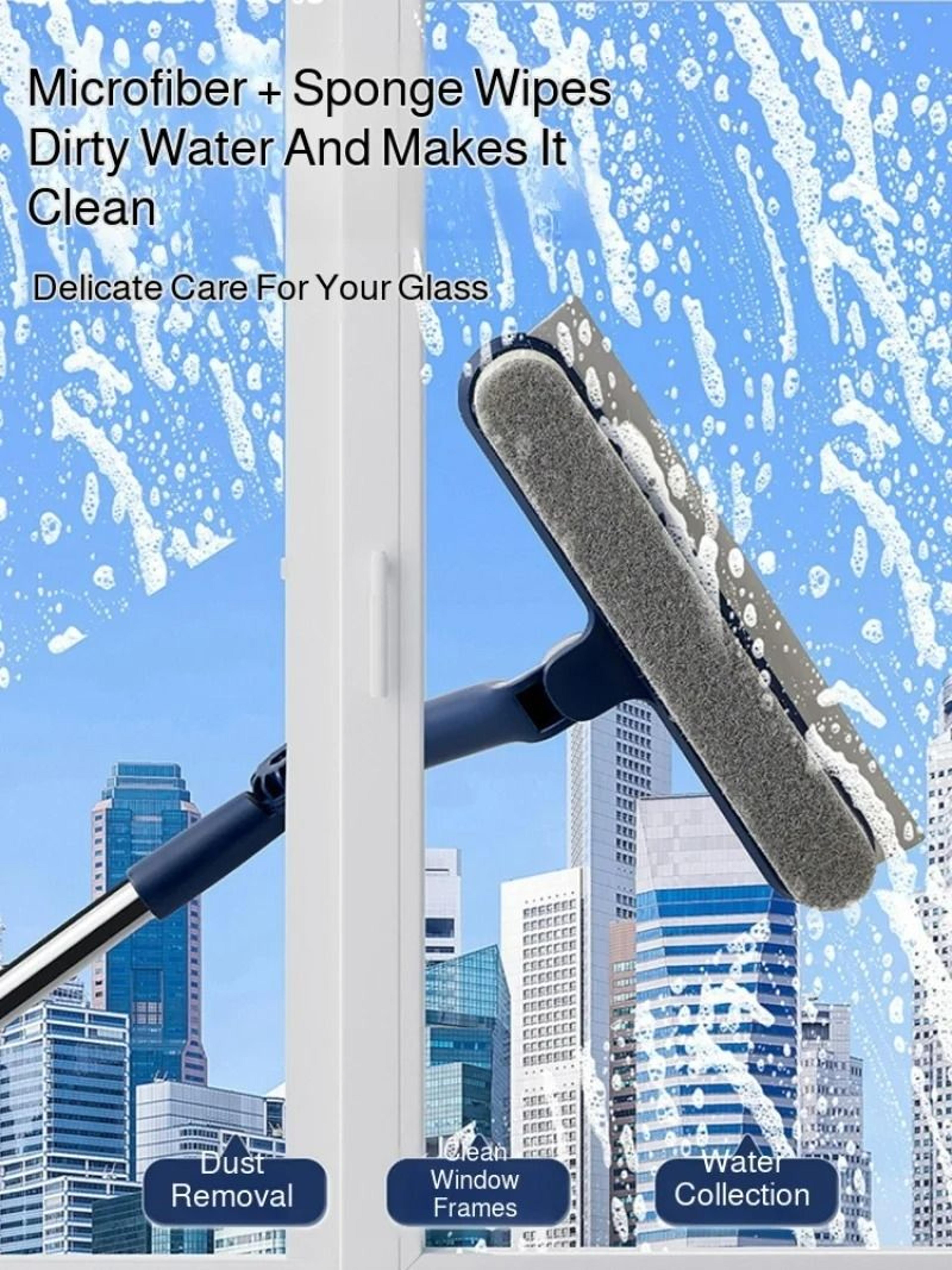2-in-1 telescopic high-rise window cleaner & double-sided glass wiper