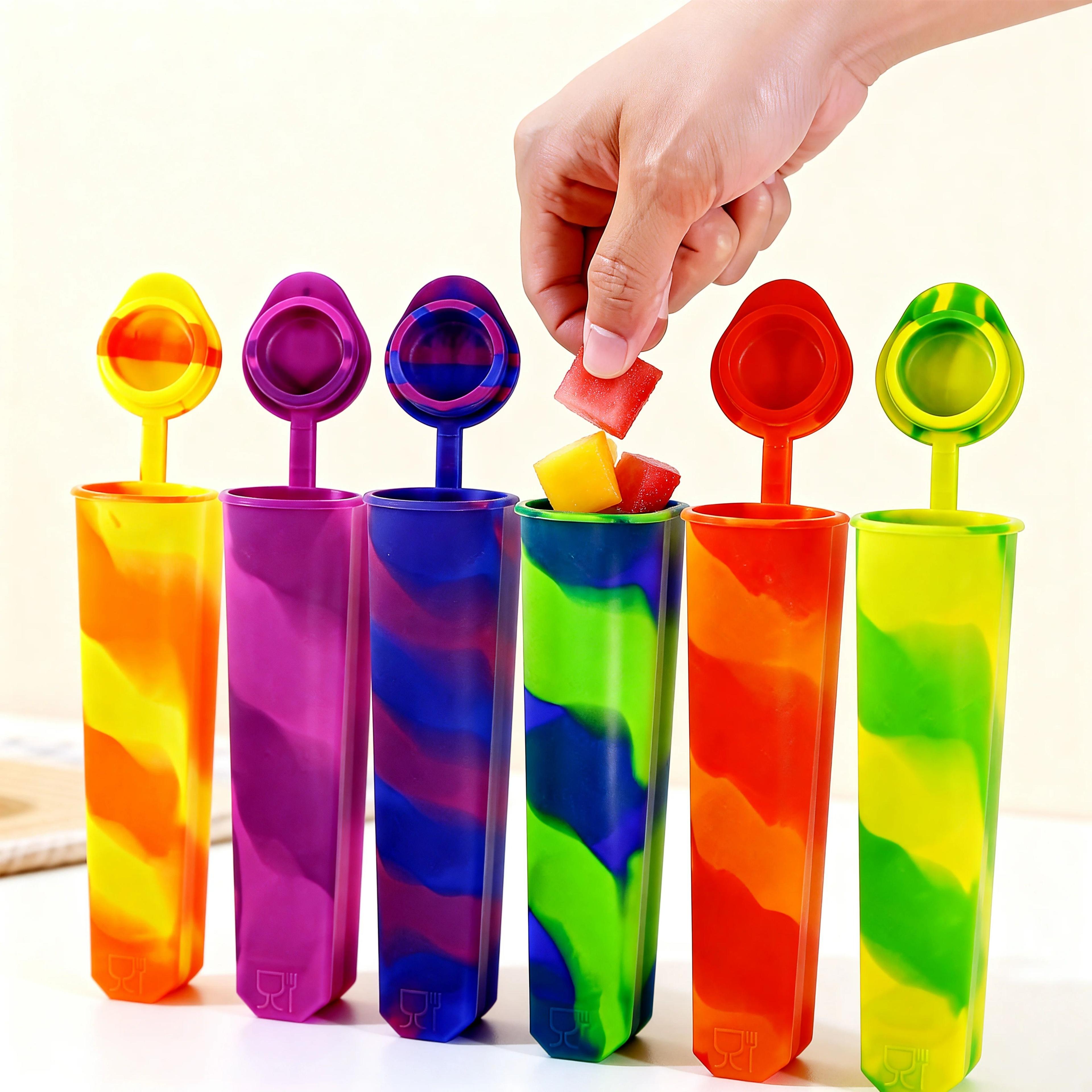 6-piece reusable silicone popsicle molds & multi-colored baby ice cream makers