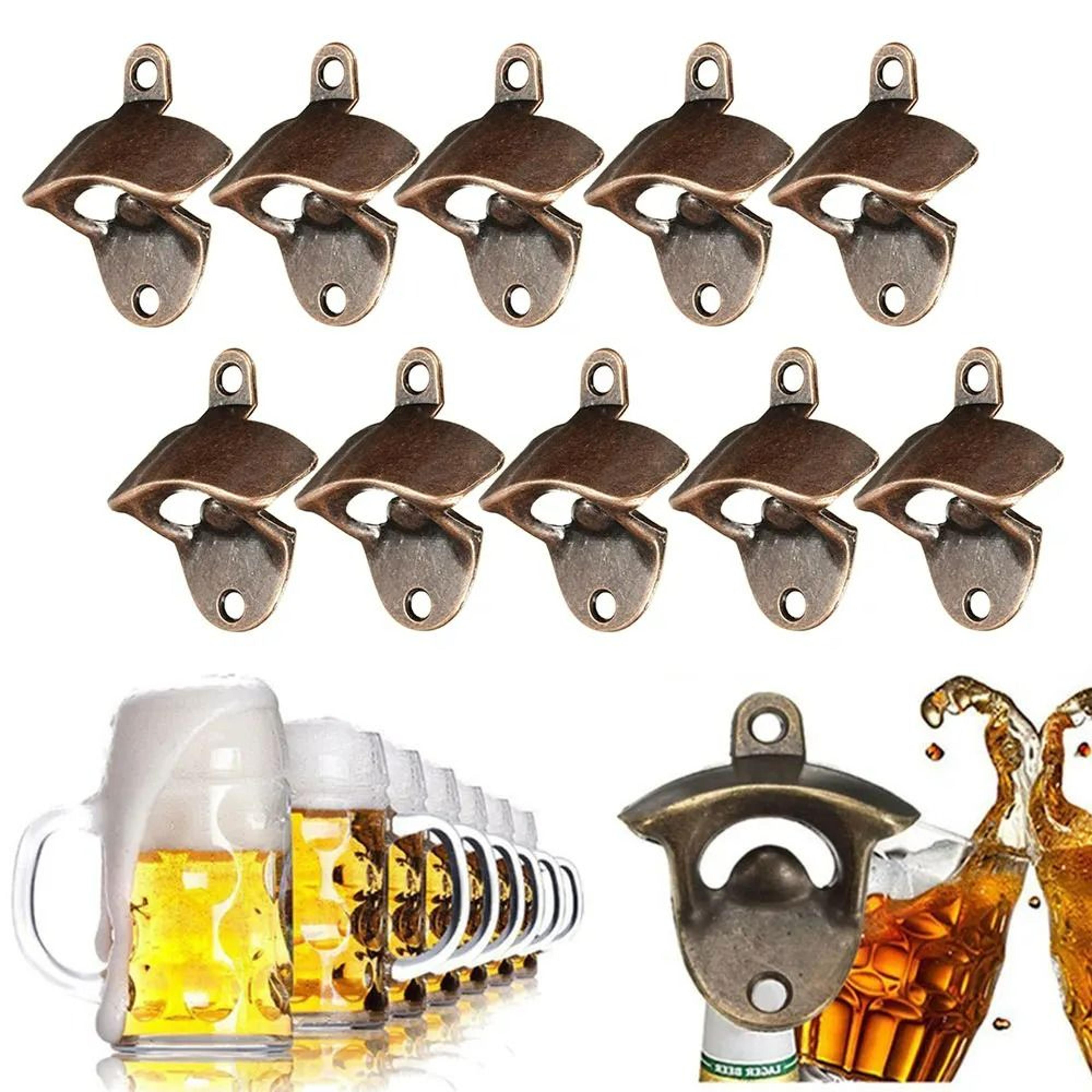 10-piece wall-mounted vintage beer bottle opener set & heavy-duty zinc alloy soda caps poppers