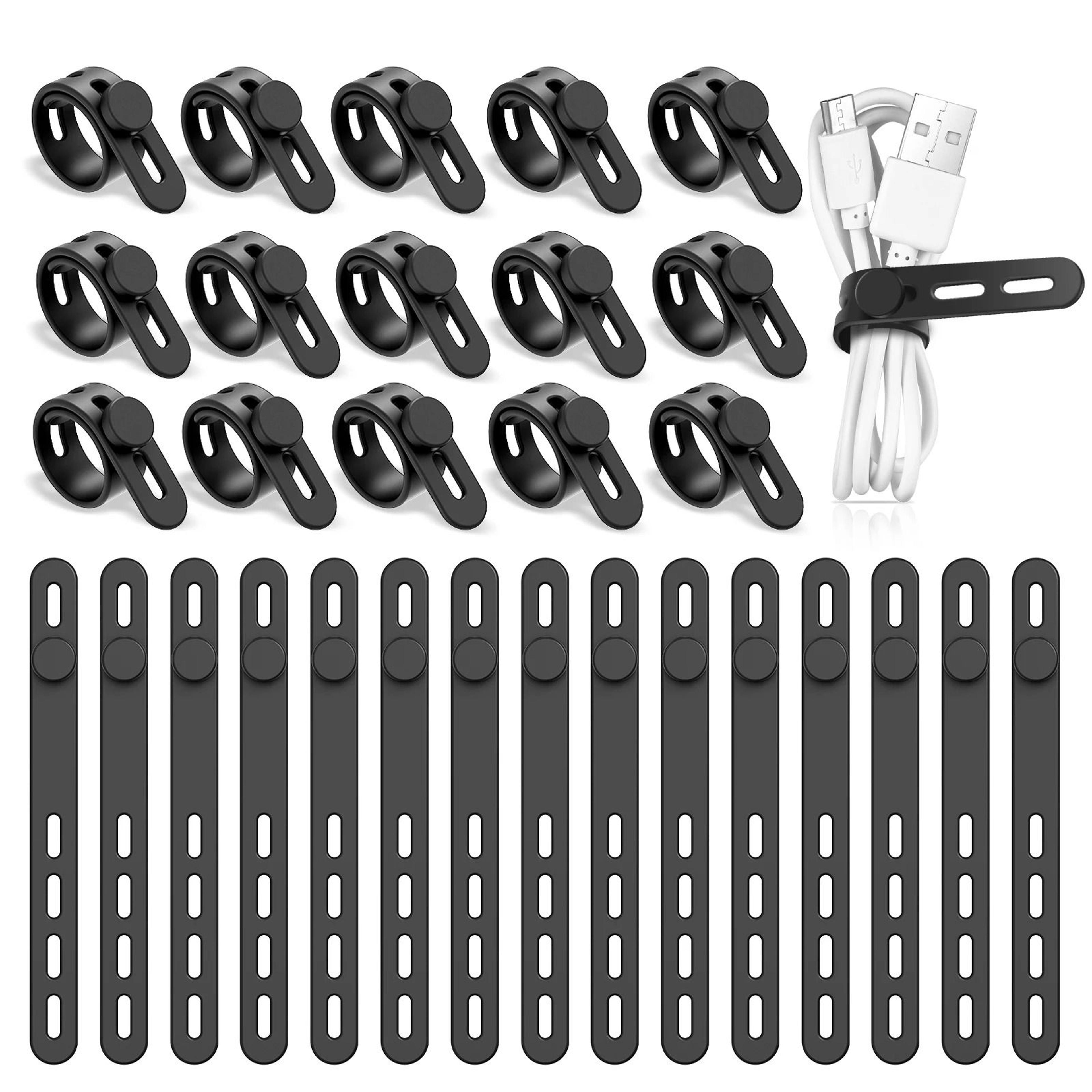 30-piece multi-colored silicone cable ties & adjustable reusable cord management straps