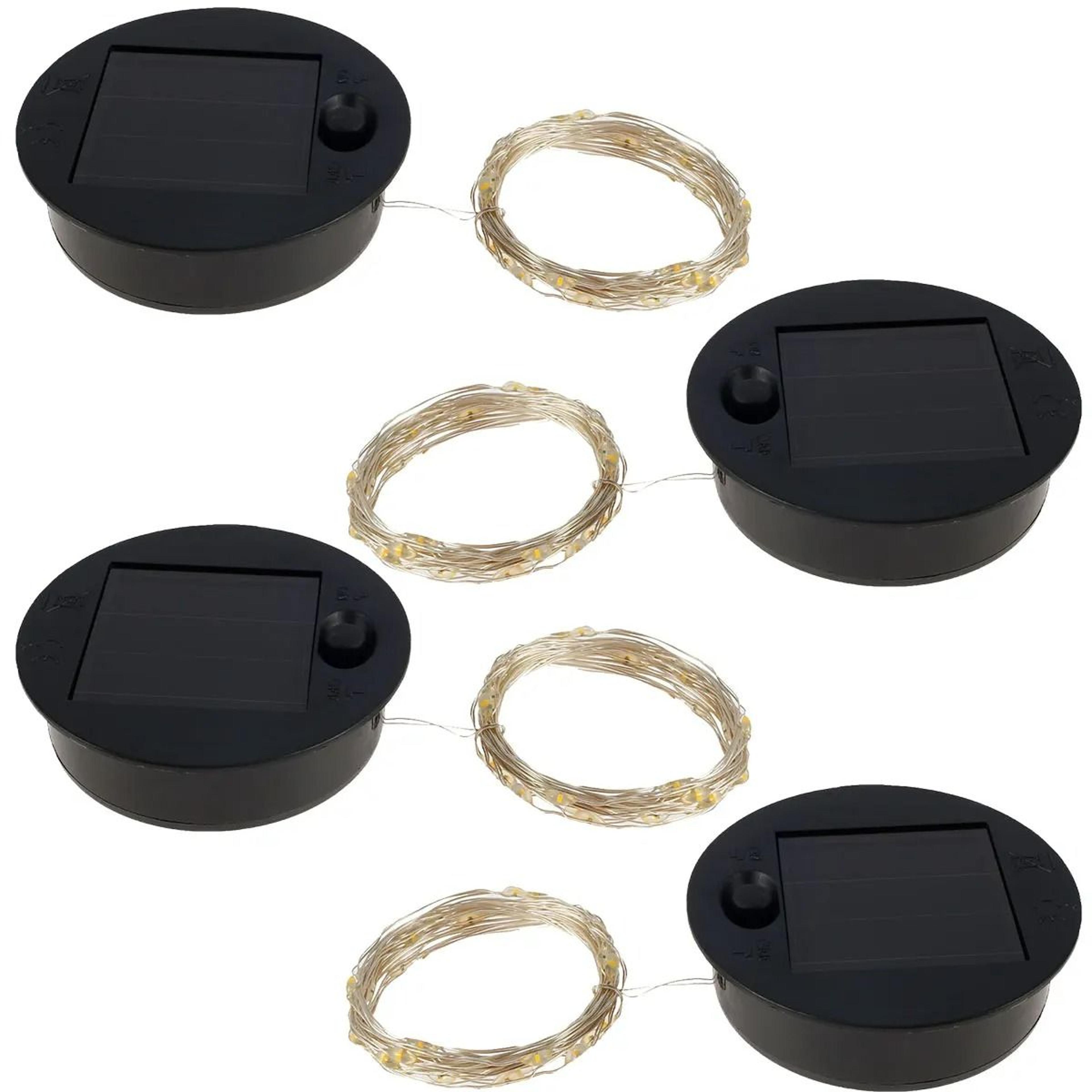 8-piece solar lantern light replacement tops with 30 led string lights & circular panel lids