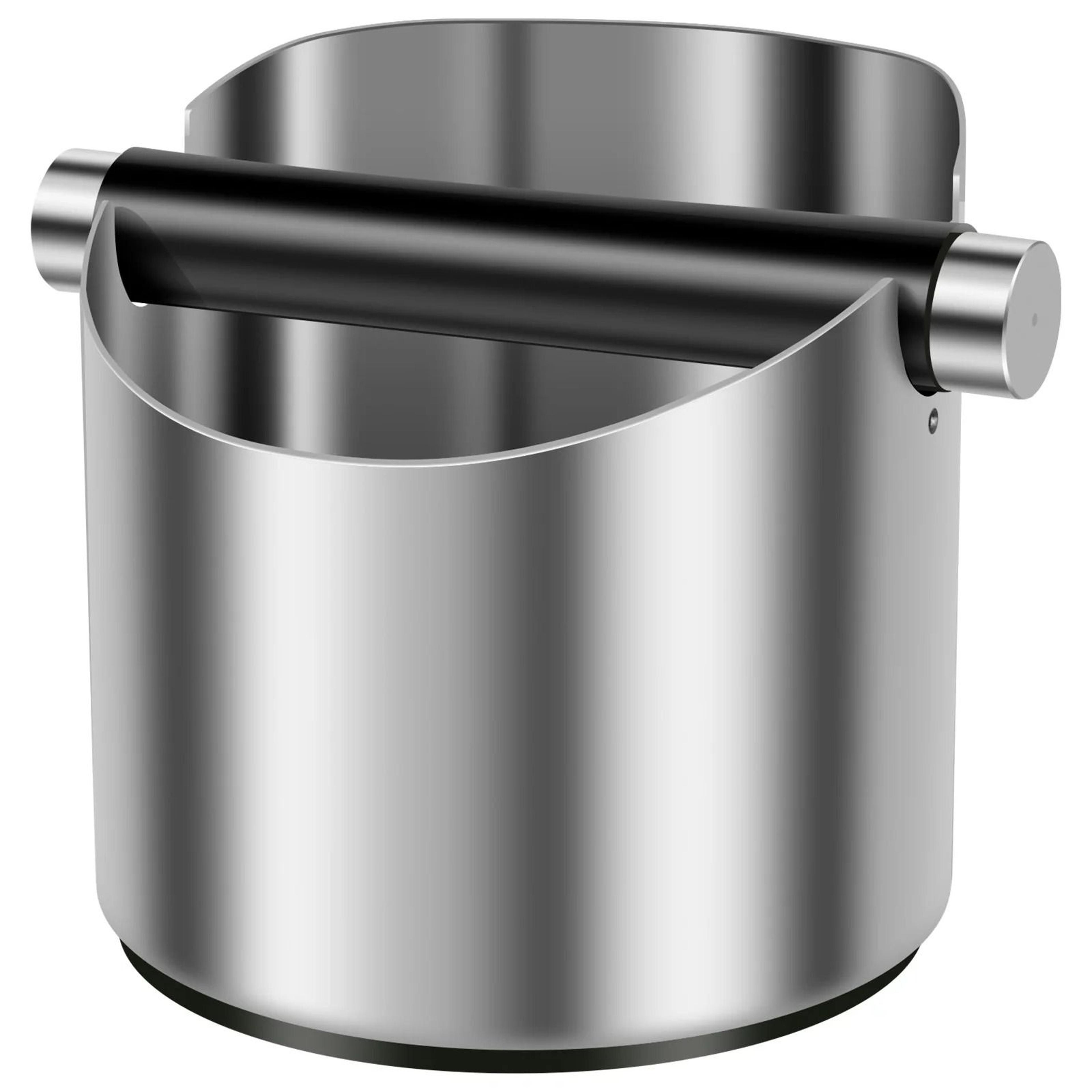 stainless steel espresso knock box with non-slip base