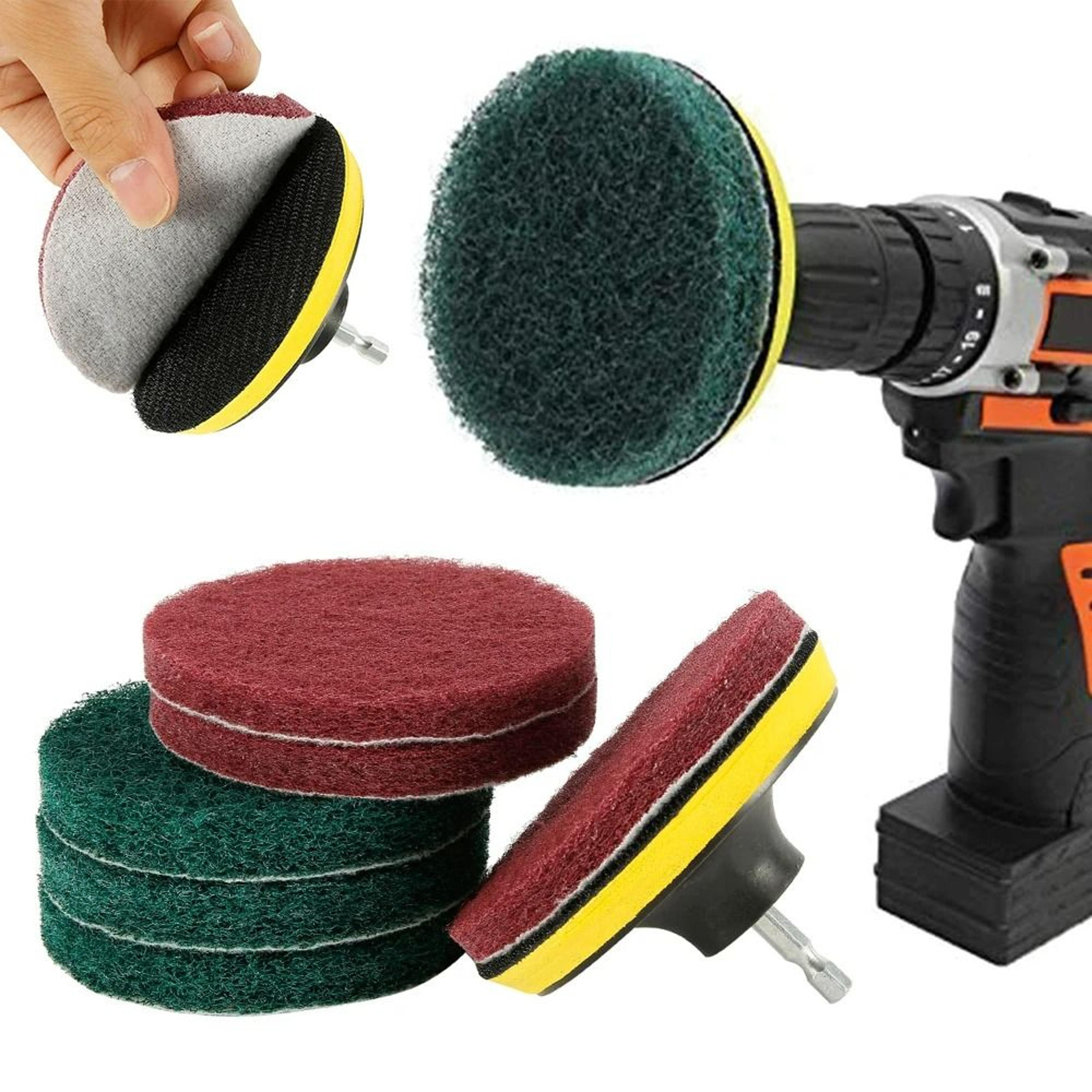 8-piece 4-inch electric drill brush & scrub pad set – heavy-duty power scrubber kit