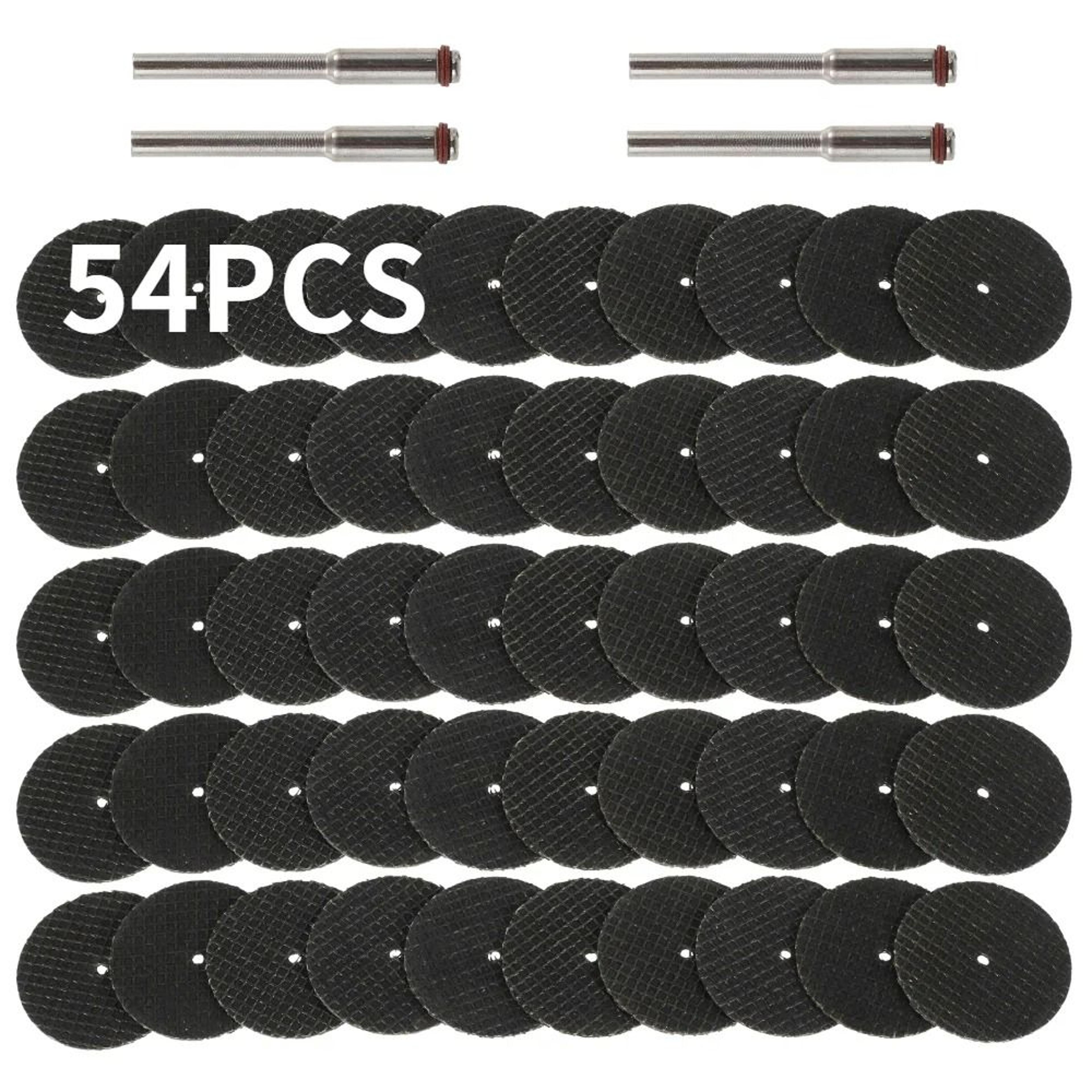 54-piece rotary abrasive cutting disc set – 32mm wheels with 3.0mm shank mandrels