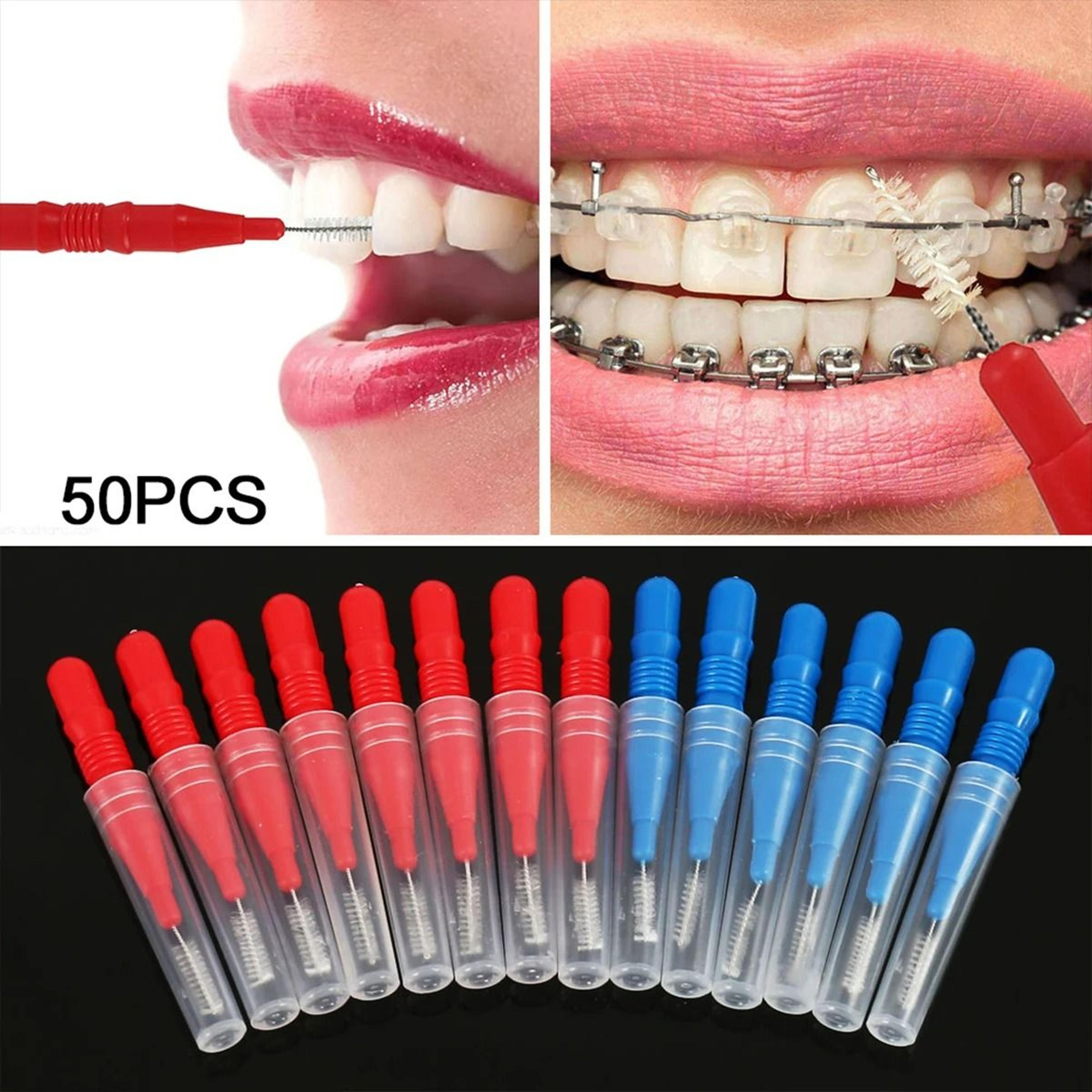 50-piece interdental brush & orthodontic toothpick set – advanced oral hygiene care