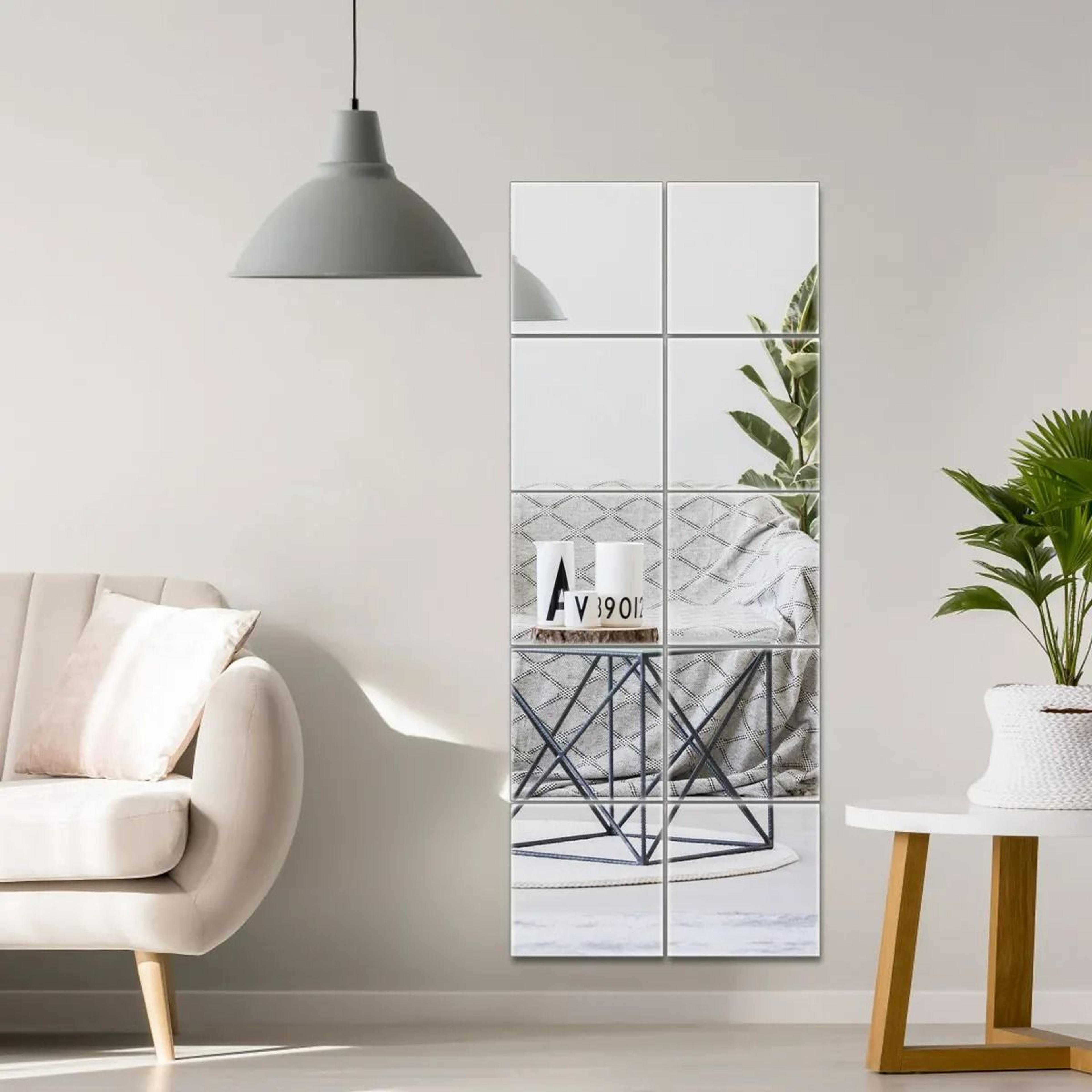 10-piece self-adhesive flexible mirror sheets – non-glass diy wall decor stickers