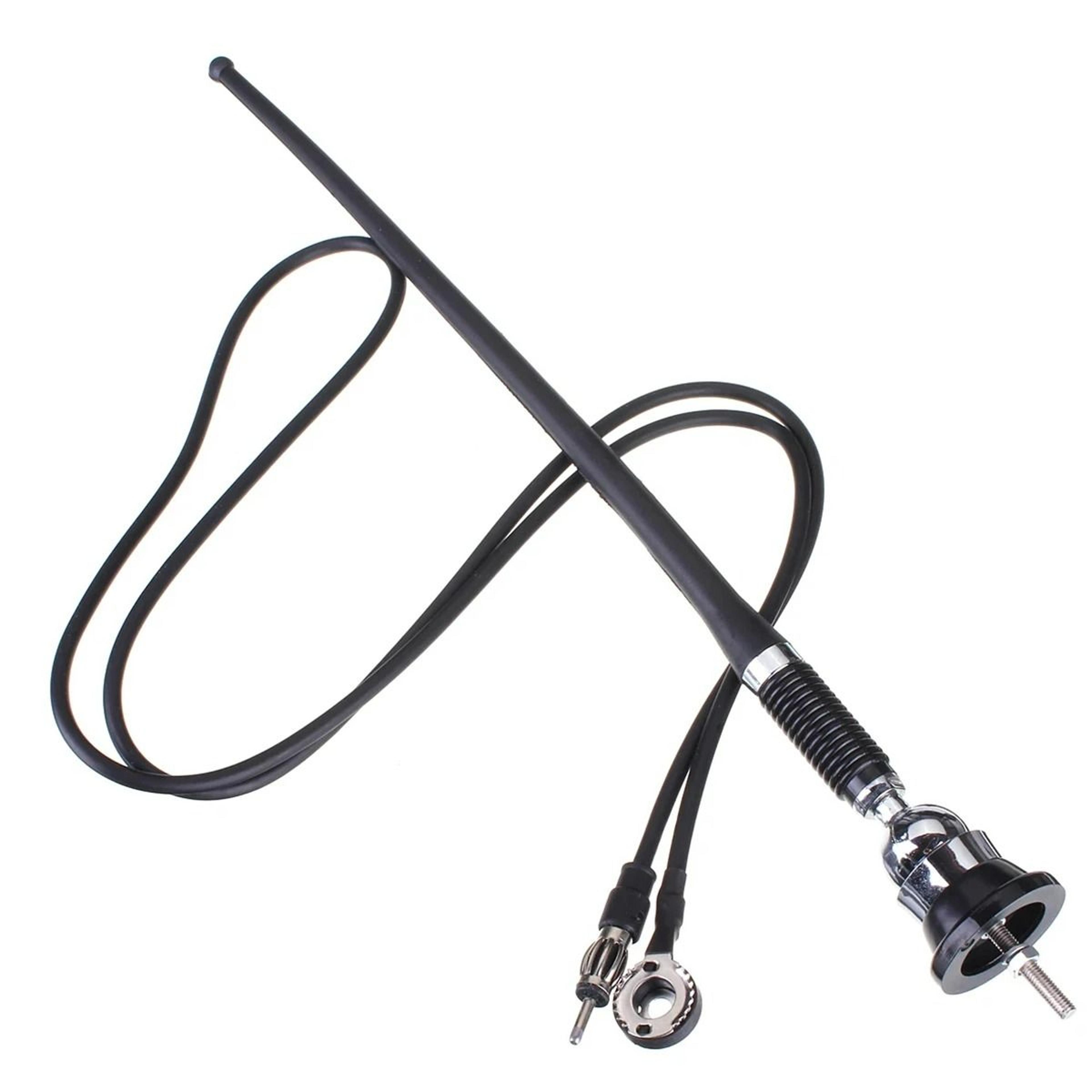 17-inch car roof am/fm radio antenna – flexible rubber aerial with 180° swivel base & 51" cable