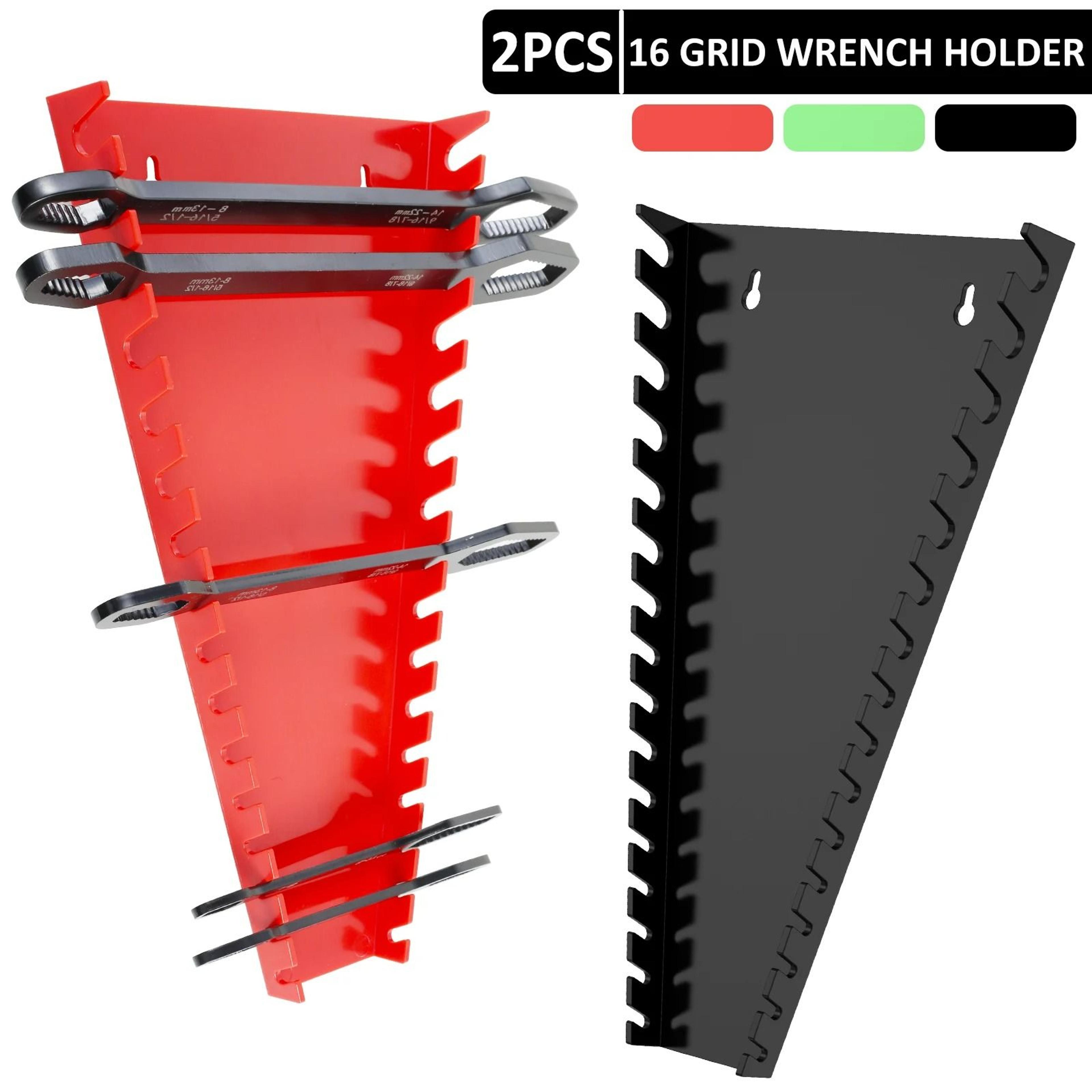 2-piece wrench organizer set – space-saving plastic spanner storage rack for 5mm to 27mm tools