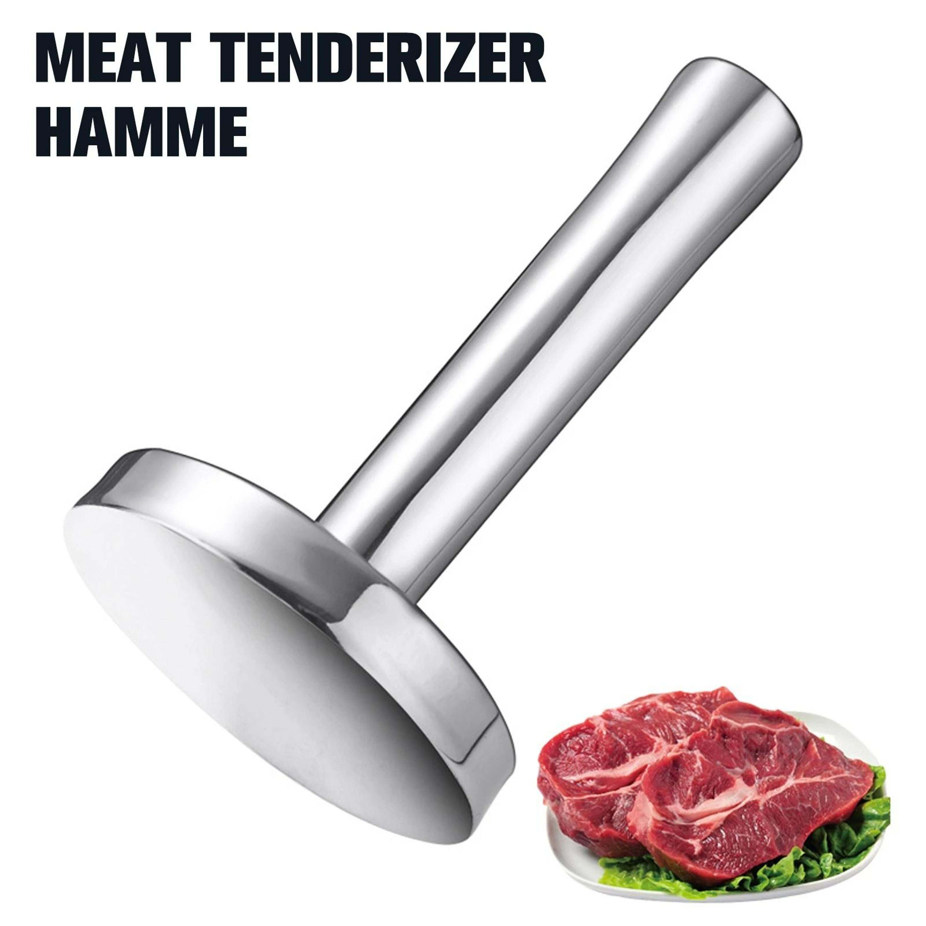 stainless steel meat pounder & flattener – large round heavy-duty tenderizer tool