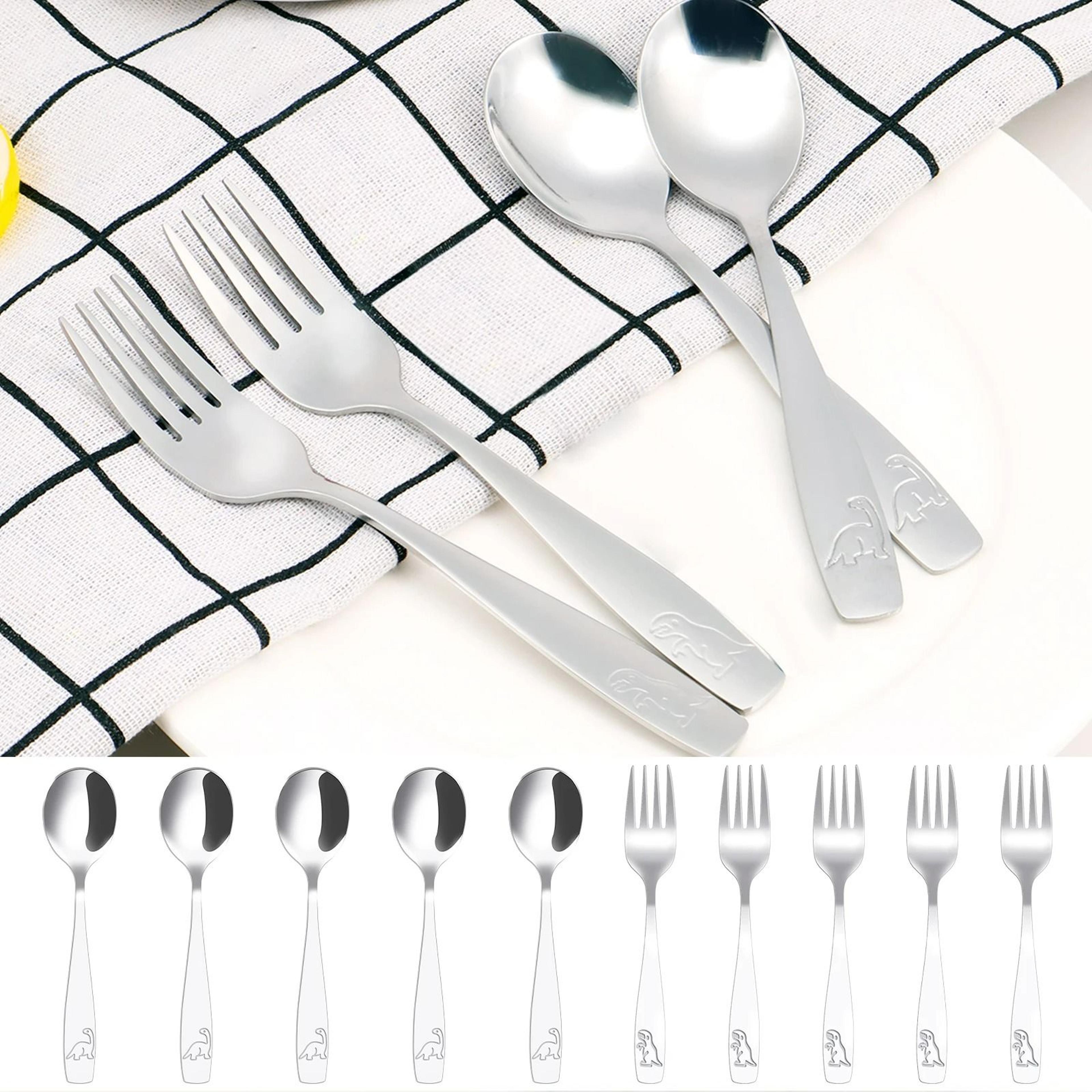 10-piece toddler stainless steel silverware set – ergonomic kids spoon and fork set