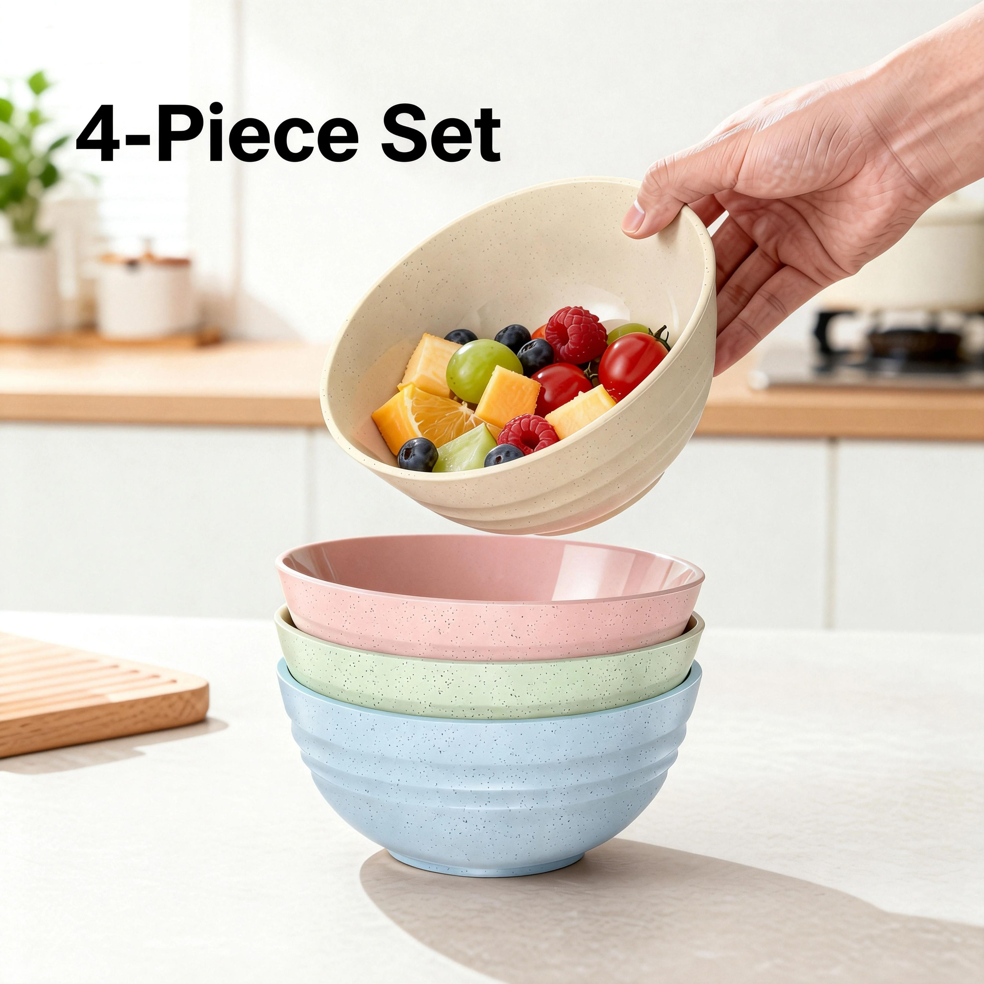 4-piece unbreakable cereal bowl set – durable microwave & dishwasher safe bowls