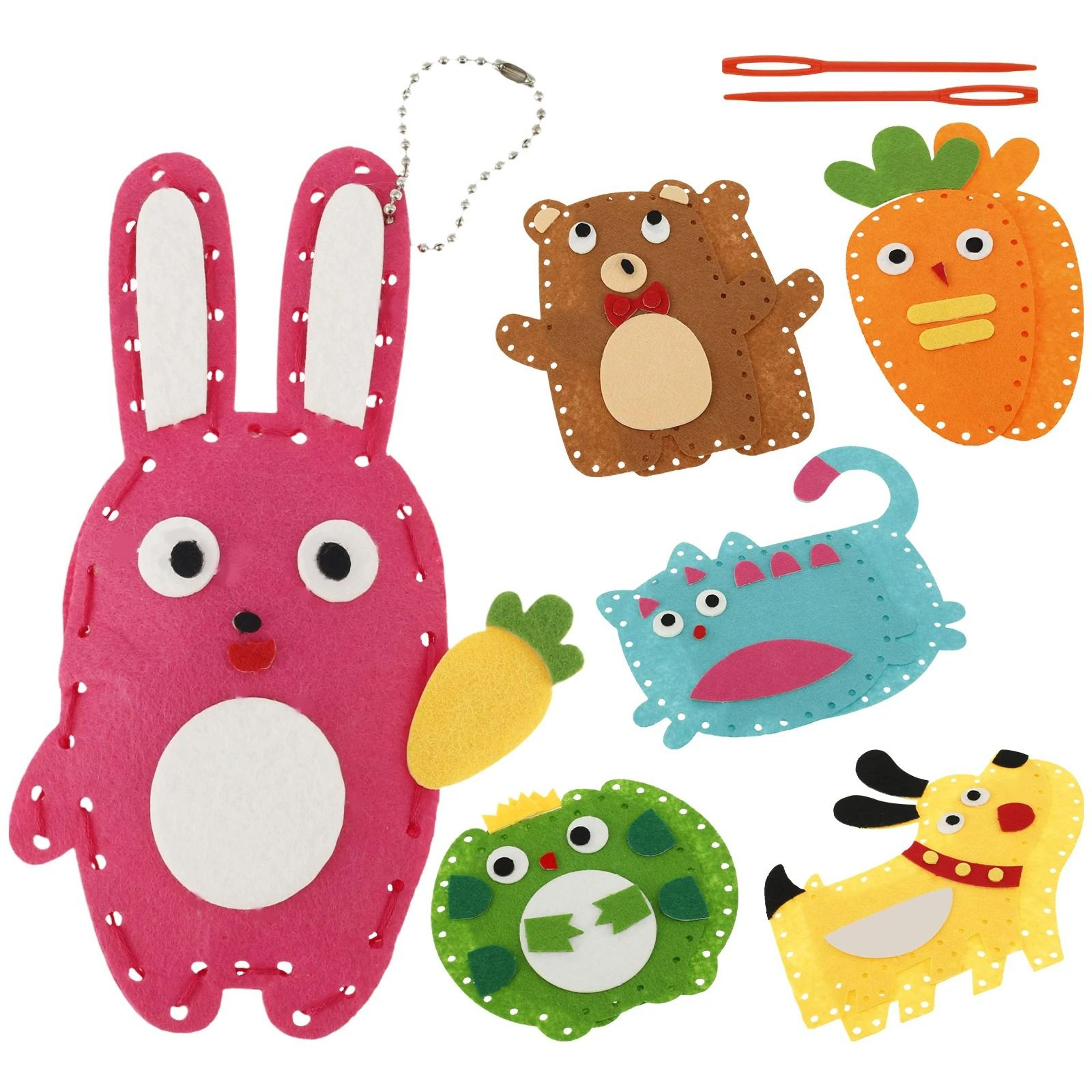 cute animal sewing kit for kids – fun and educational diy felt doll craft set for beginners